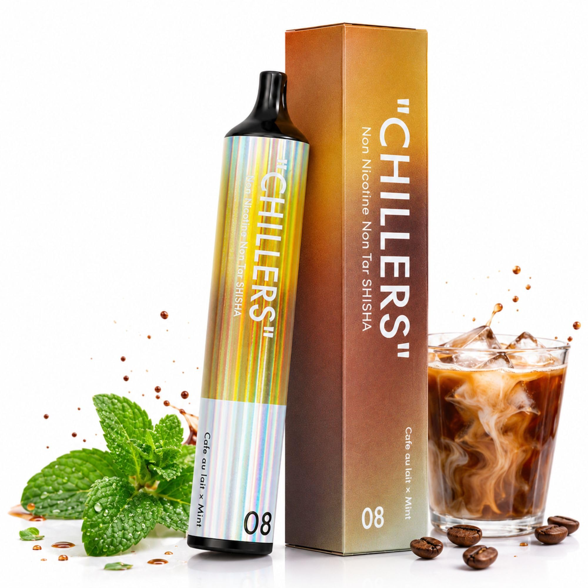 水タバコ@ CHILLERS シーシャ ベイプ 電子タバコ 使い捨て カフェオレ×ミント