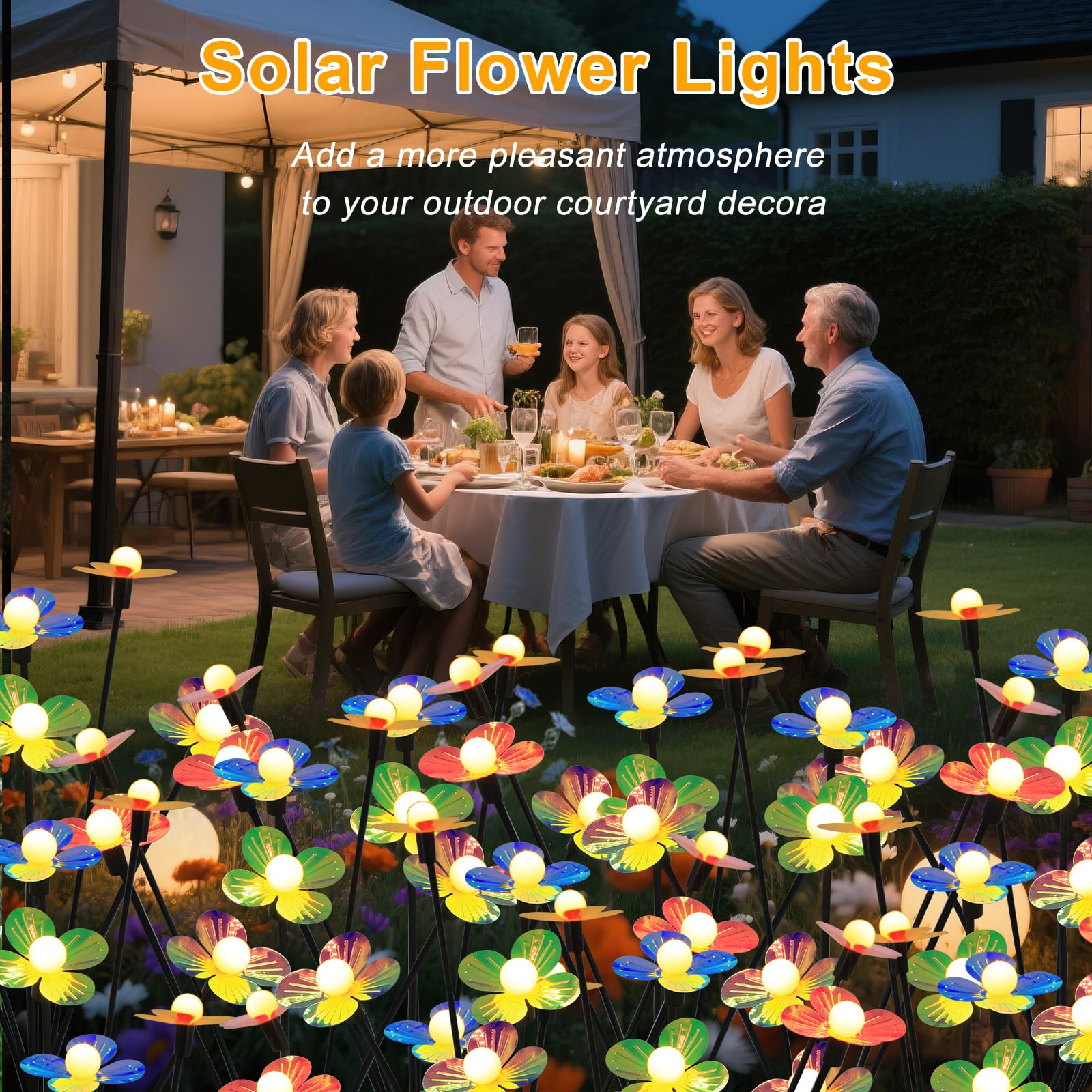 Solar Blumenleuchten Außen Wasserdicht 4 Pack 32 LEDs Garten Solar Glühwürmchen Lichter Dekorative für Garten, Hof, Hinterhof