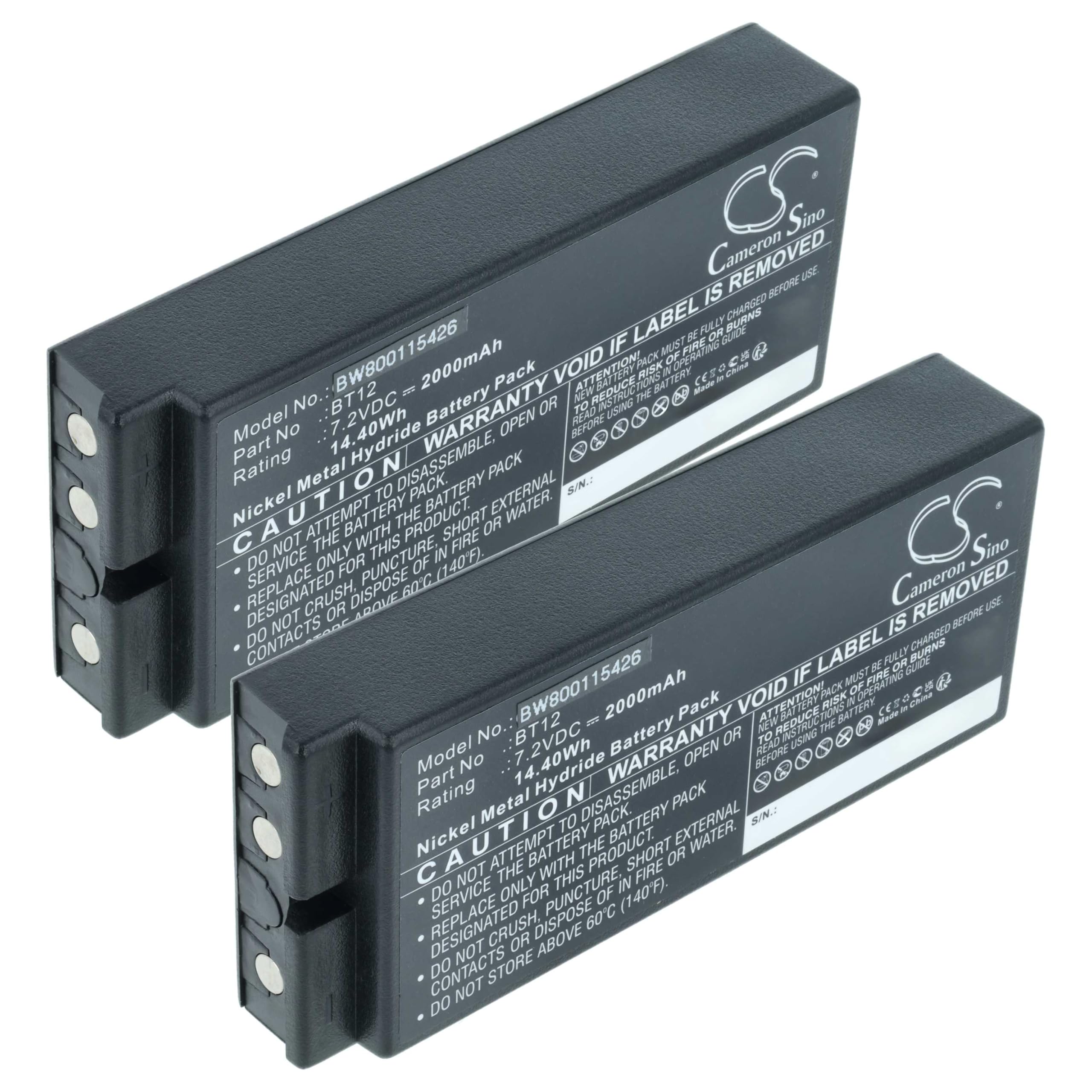 vhbw 2X batería reemplaza Ikusi BT12, 2303696 para Mando a Distancia Industrial (2000 mAh, 7,2 V, NiMH) - Negro