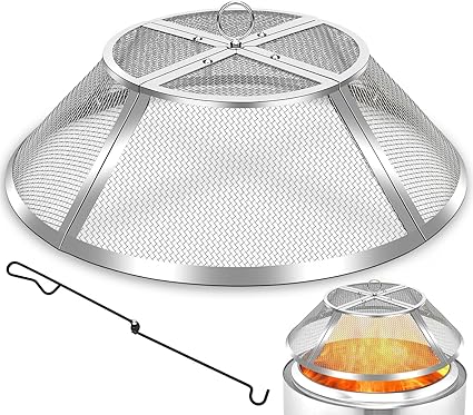 Fire Pit Spark Screen for Solo Stove Bonfire Shield 19.5inch,Stainless Steel Fire Pit Spark Cover Protector for Solo Bonfire,Fire Pits Mesh Screen Top Guard Outdoor Accessories Heavy Duty-Silver