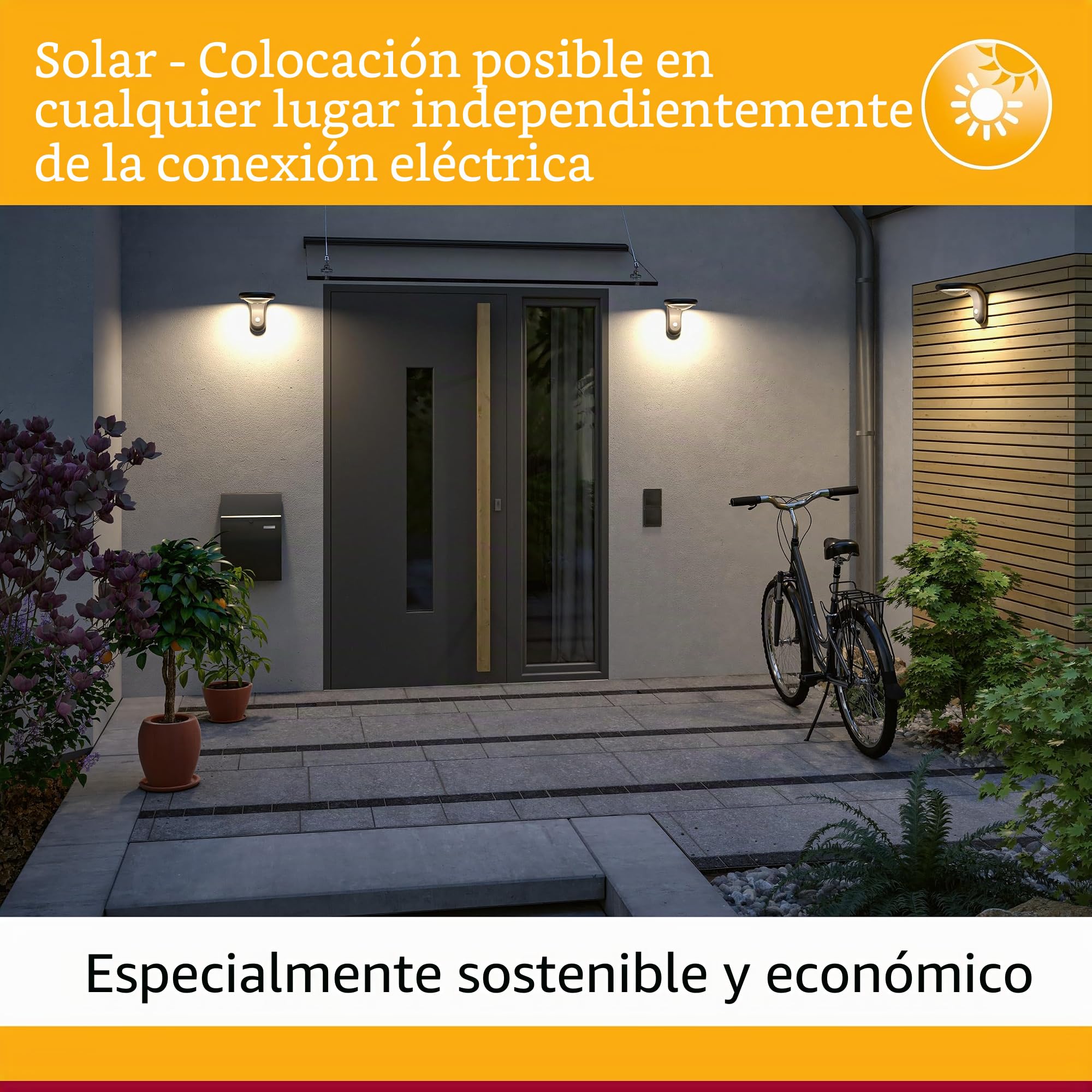 Paulmann 79843 Número de casa 2 LED Solar IP44, blanco cálido, batería intercambiable incl. 1x0,2 W, luminaria solar, negro, lámpara solar, plástico, luz solar 3000 K