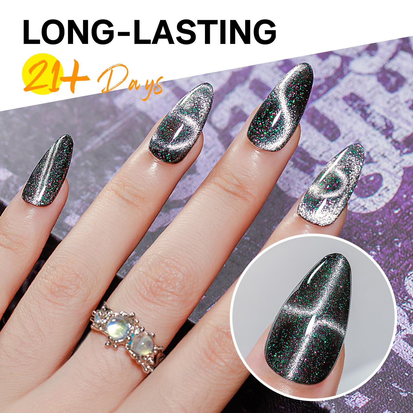 Amazon.com : MIZHSE Cat Eye Gel Nail Polish 10 Colors, Glitter