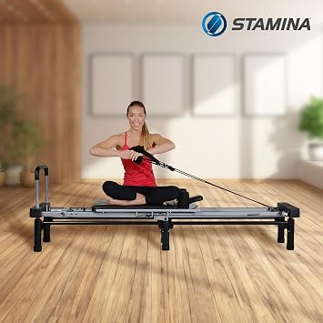AeroPilates Reformer - Pilates Reformer Workout Machine for Home Gym - Cardio Fitness Rebounder- Up to 300 lbs Weight Capacity, Black | Pilates Reformer Workout Machine for Home Gym; Cardio Fitness Rebounder- Up to 300 lbs Weight Capacity