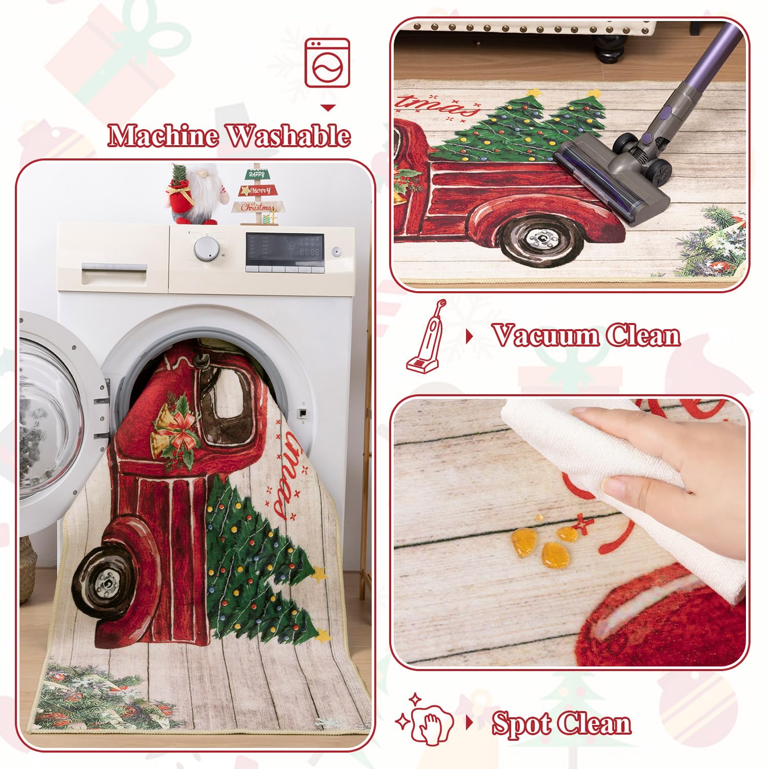 Weihnachtsteppich Rutschfest - Winter Bodenmatte Für Wohnzimmer & Eingang