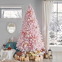 Vista 139 de Yaheetech Árbol de Navidad artificial preiluminado de 4.5 pies con luces blancas cálidas incandescentes, árbol de Navidad preiluminado completo