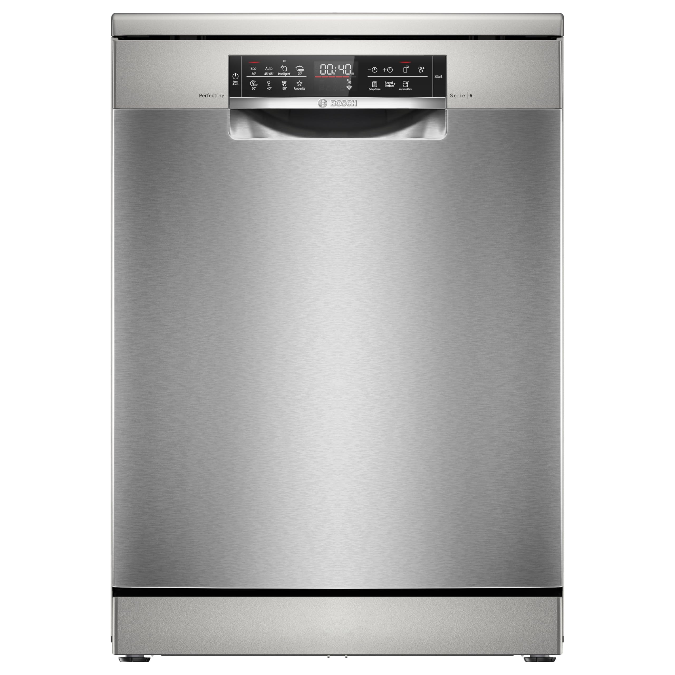 Bosch Serie 6 SMS6ZCI16E Freistehender Geschirrspüler 60 cm, Besteckschublade, Home Connect, RackMatic, Silence Programm (43 dB), Extra Trocknen, Silver Inox