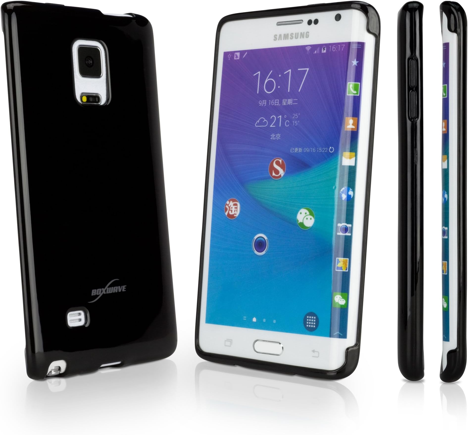 Galaxy Note Edge Case, BoxWave [Tuxedo SuitUp Case] Glossy Black TPU Gel Skin Case for Samsung Galaxy Note Edge