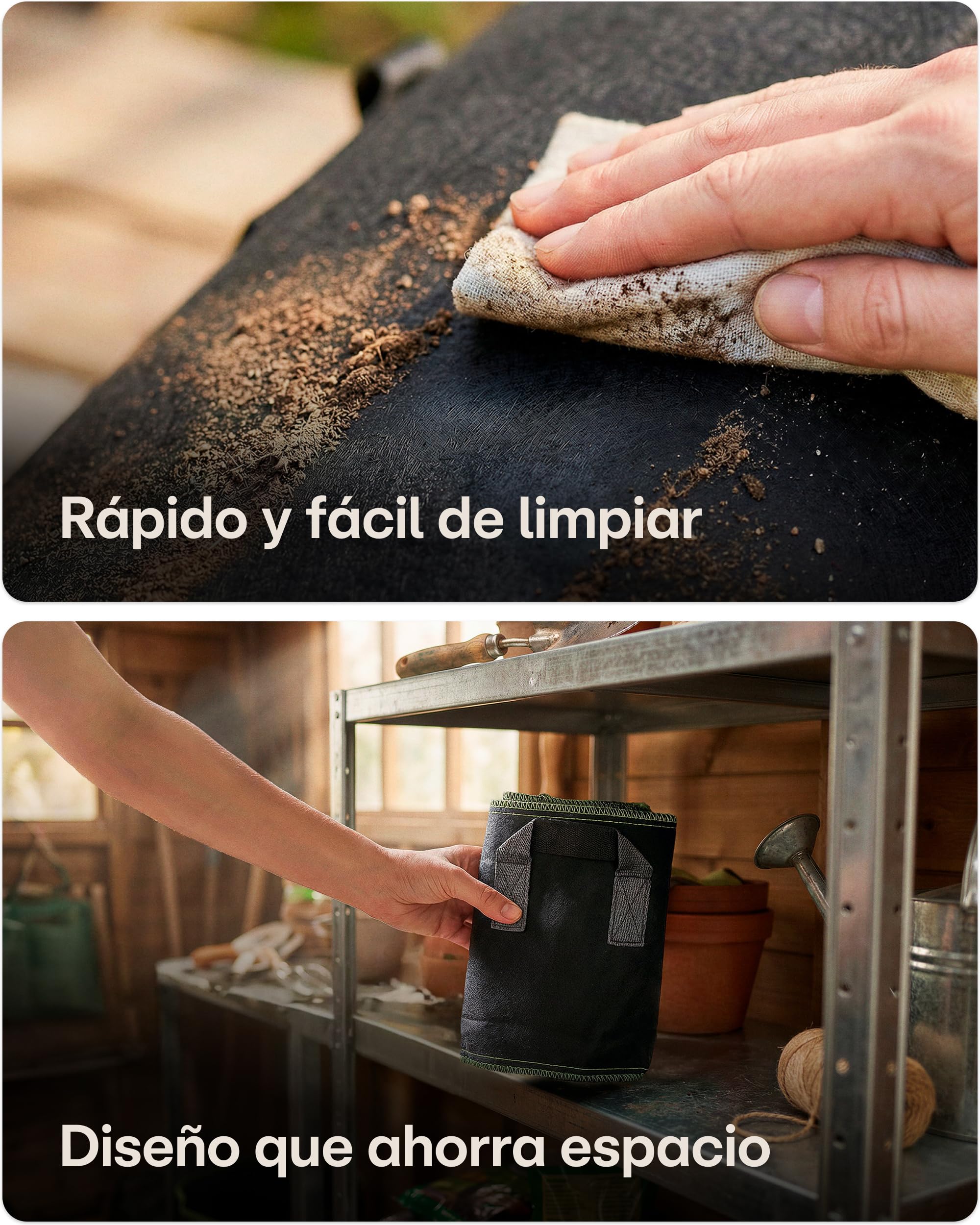 Praknu 5 Bolsas de Cultivo para Plantas 30L - Bolsas para Plantar de Tela no Tejida con Etiquetas y Asas - Maceta Geotextil para Plantas, Verduras y Hortalizas — view 7