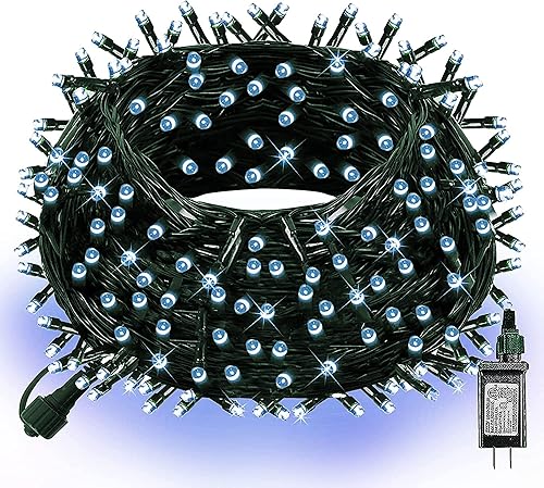 Miniatura 24 de Dazzle Bright - Guirnalda de luces navideñas, 600 LED, 196 pies, 8 modos de iluminación, temporizador, cable verde, impermeable, para árbol de