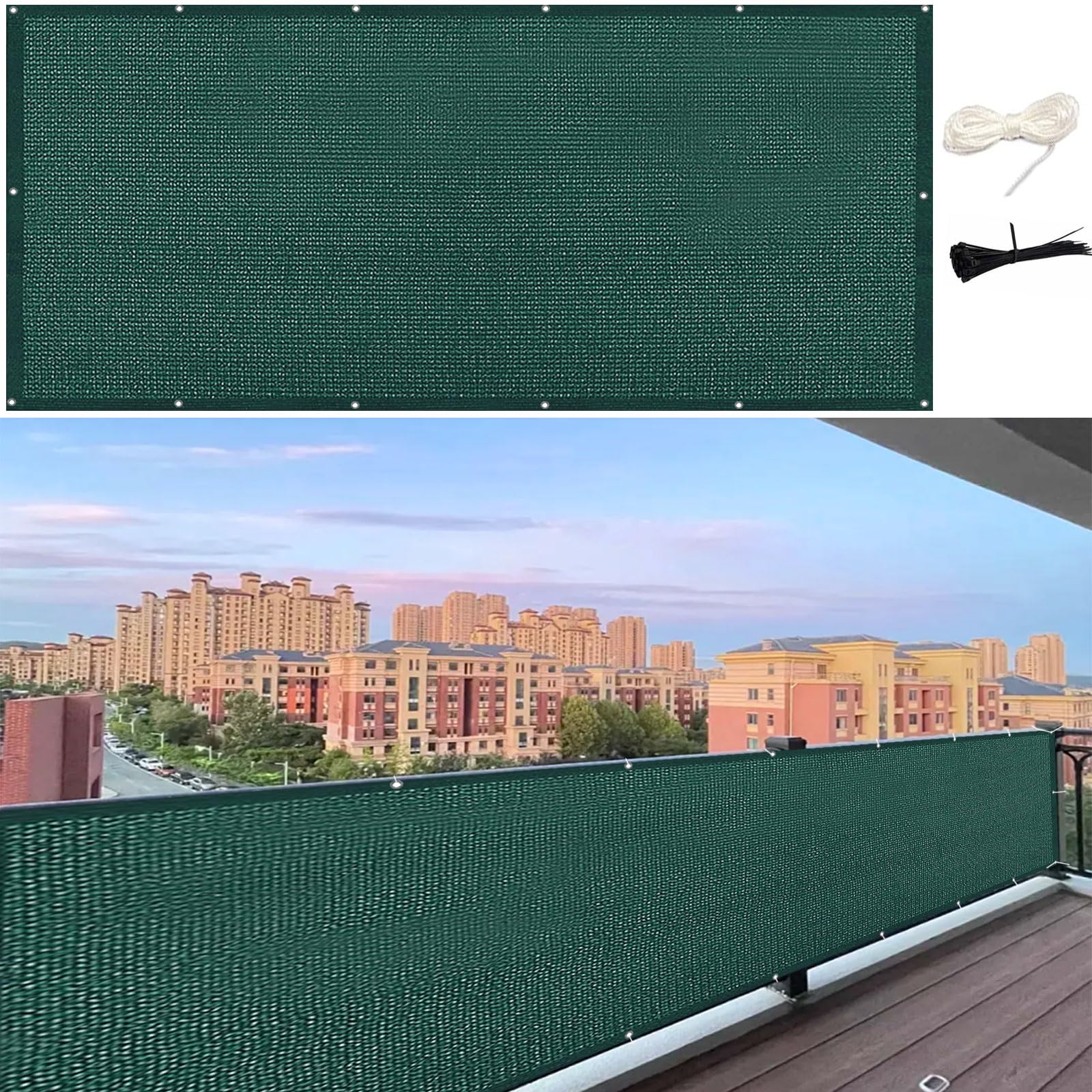 Filet d’ombrage de balcon résistant aux déchirures et UV en HDPE vert