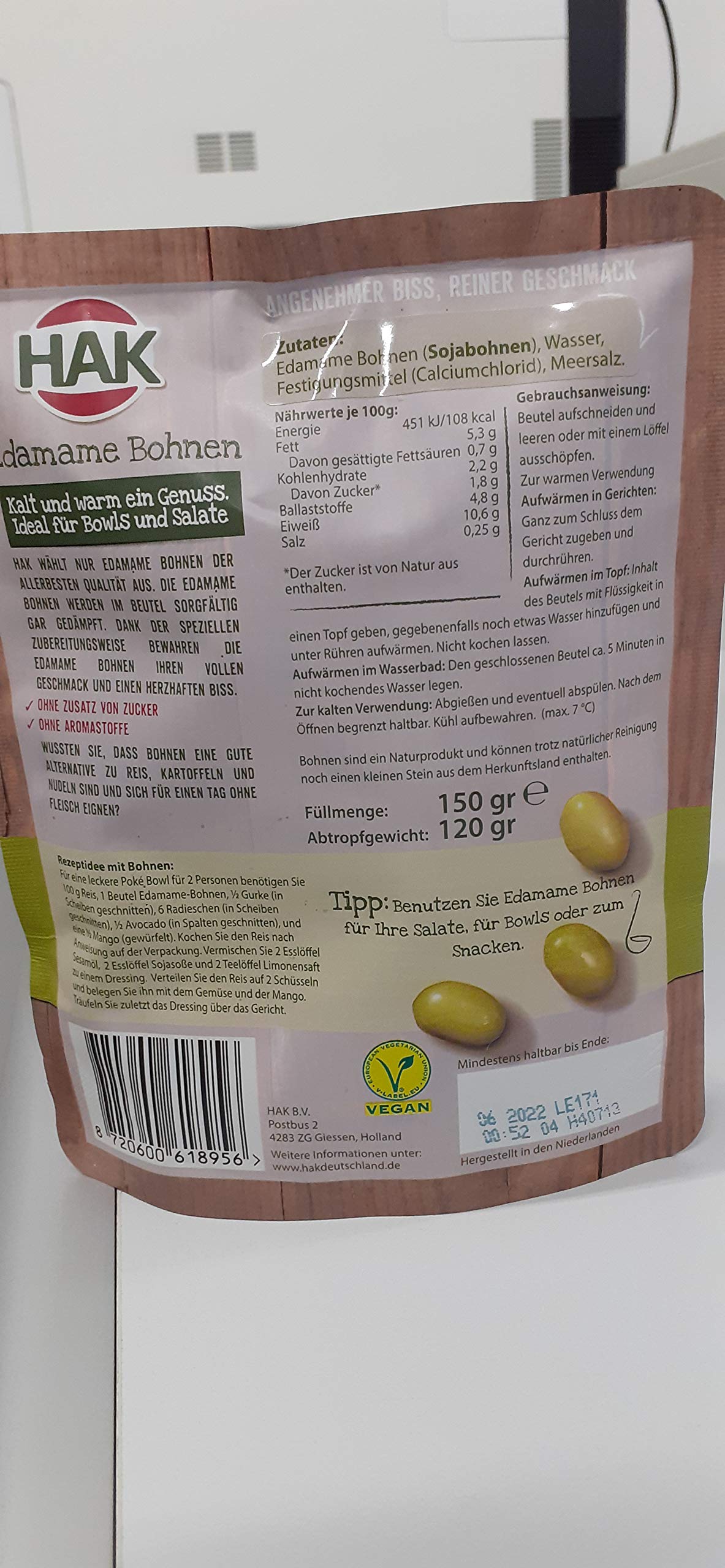 Edamame Bohnen 150g im Beutel HAK 7 Stück (7 x 150gr)