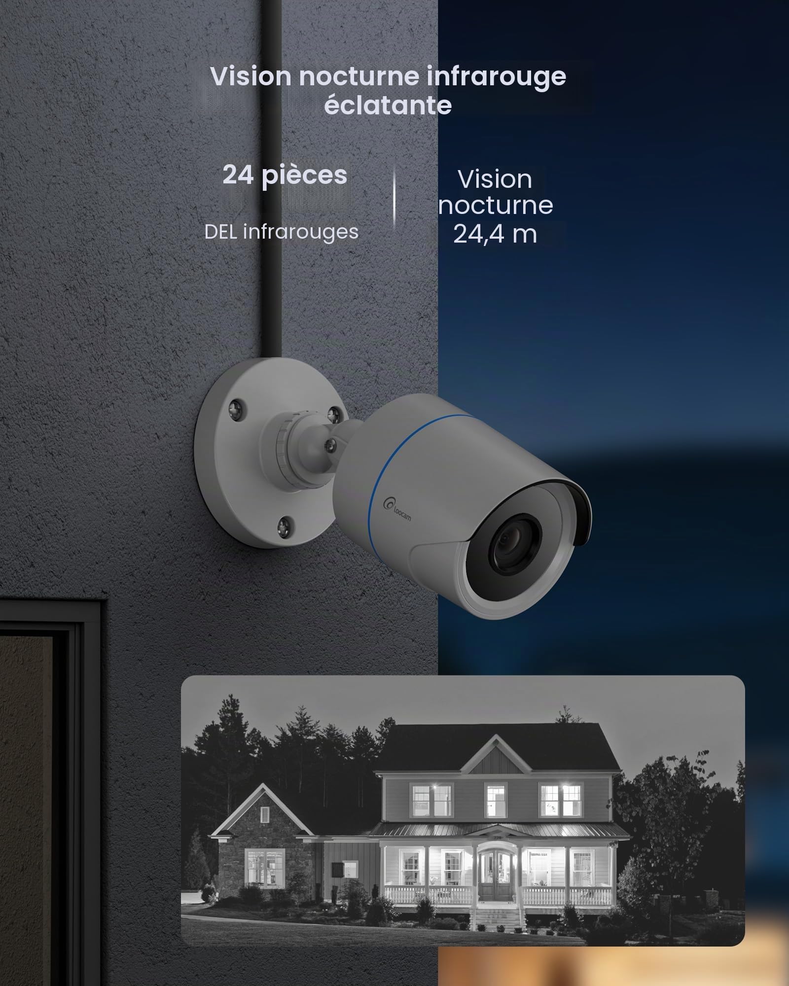 Loocam 4pcs 1080P Caméra de Surveillance Extérieur