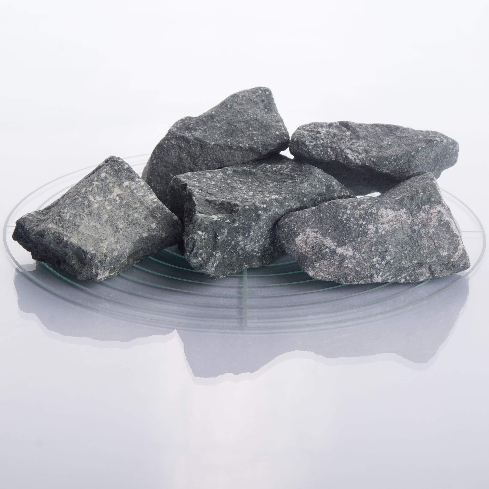 Schicker Mineral Pierres de sauna en diabase, Ø 5–8cm, 20kg, fortes inertie et résistance thermiques, sélectionnées à la main en Allemagne, pour poêles électriques et à bois, infusion vapeur régulière