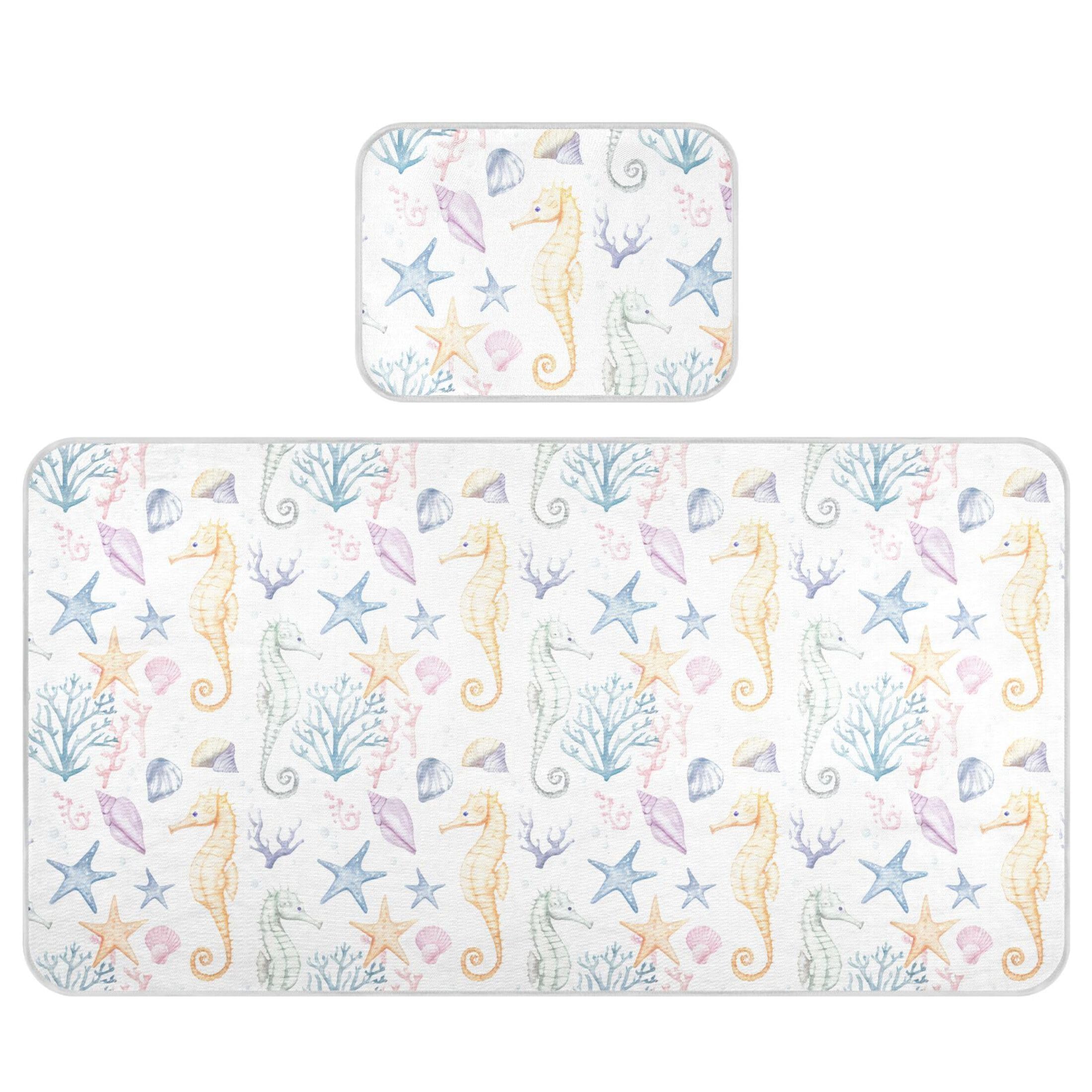 Takiito Marine Seahorses Baby Cooling Mattress Pad, Soft & Breathable Cooling Mat Keep Baby Cool in Summer 28x52 in, Nursery Essential