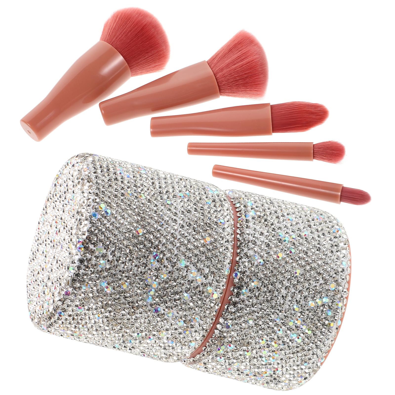 Alipis Set de Brochas de Maquillaje Portátil con Contenedor de Plástico, Brochas para Polvos y Labios, Diseño Duradero y Lujoso Adecuado para Viajes y Fiestas