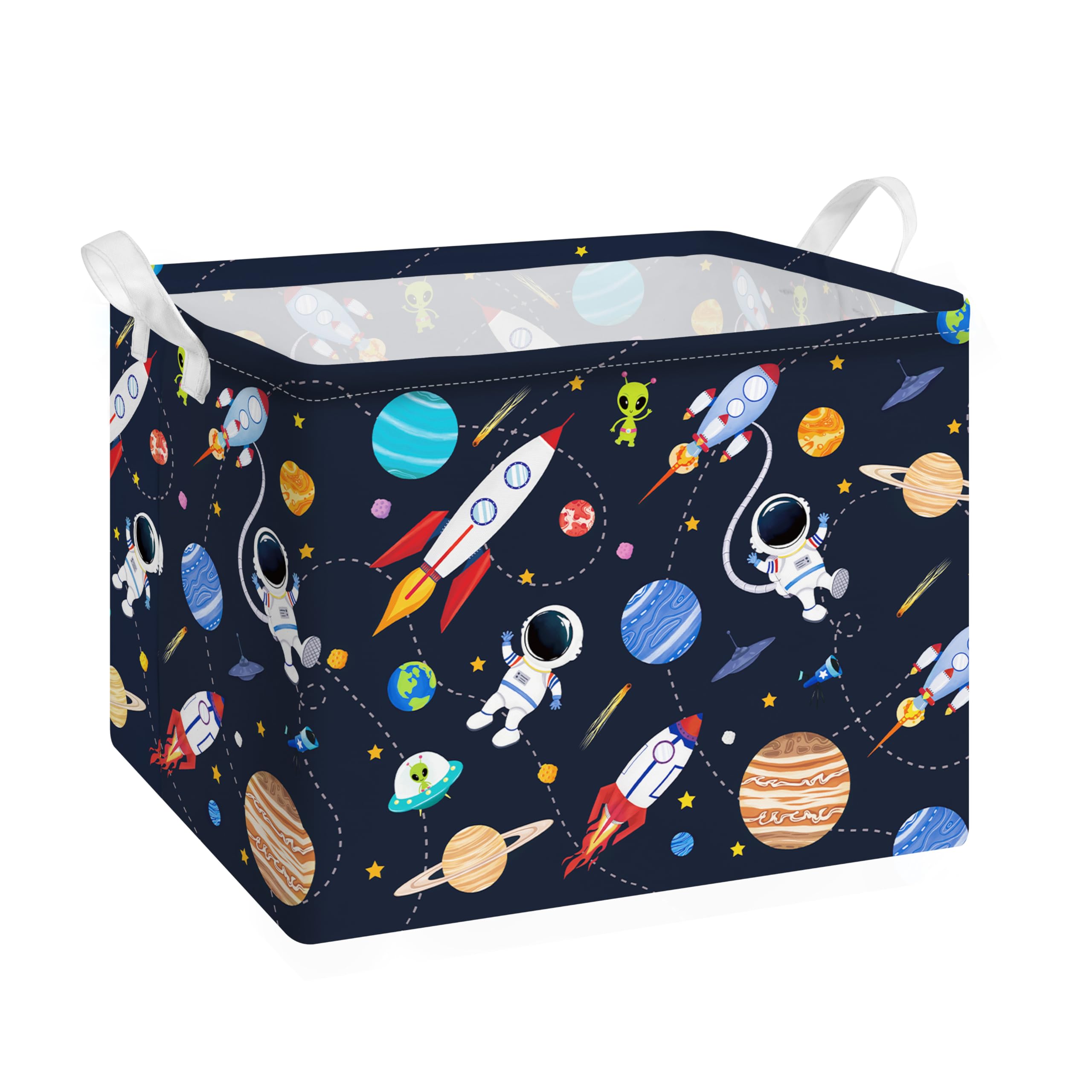 Large Kids Storage Baskets with Handles Nursery Organizer Bins Astronaut — image 1