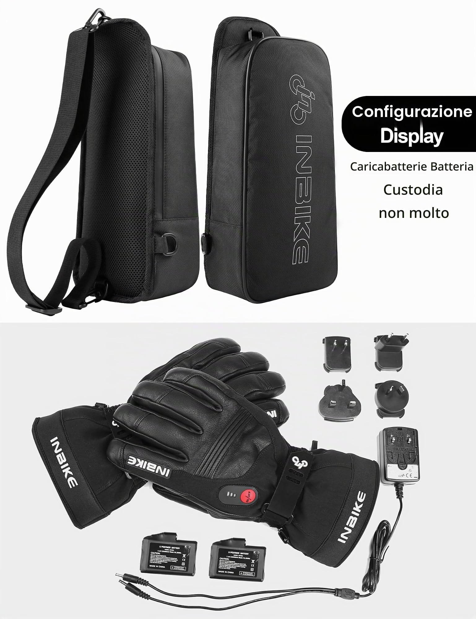INBIKE Guanti Riscaldati da Sci Invernali Unisex Guanti Riscaldati Moto Uomo Antivento e Impermeabile Touchscreen con Batteria Ricaricabile per Sport Invernali