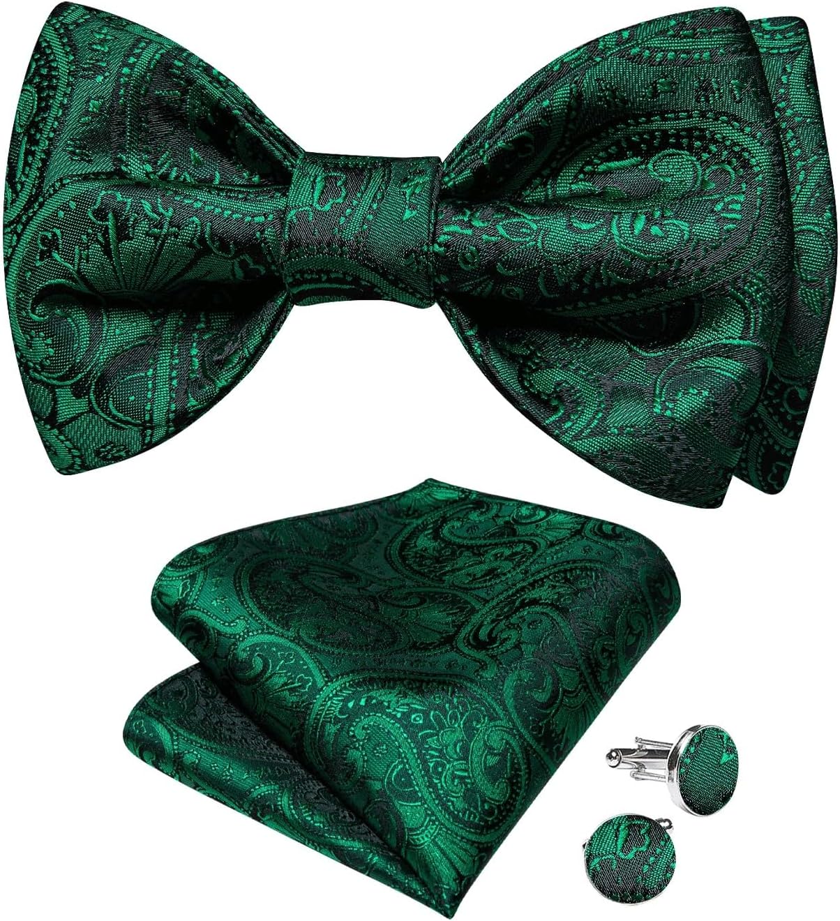 Floral Self-tie Bowties Wedding Groom Neck Ties Knots Hanky Cufflinks