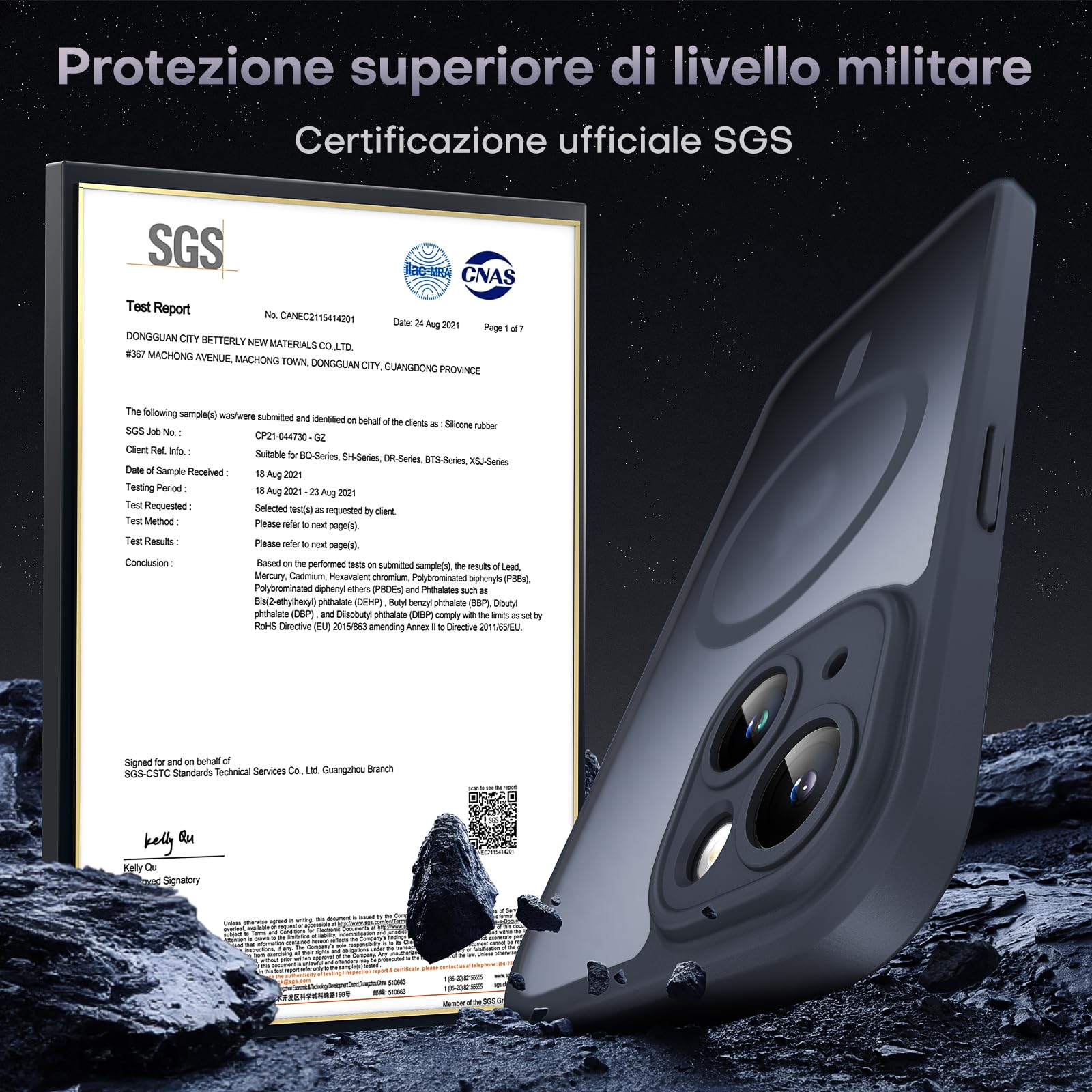 TOCOL Cover Magnetica per iPhone 15 6,1 Pollic, Compatibile con MagSafe, Protezione Fotocamera Integrata, Custodia Antiurto Traslucida Opaca, Nero
