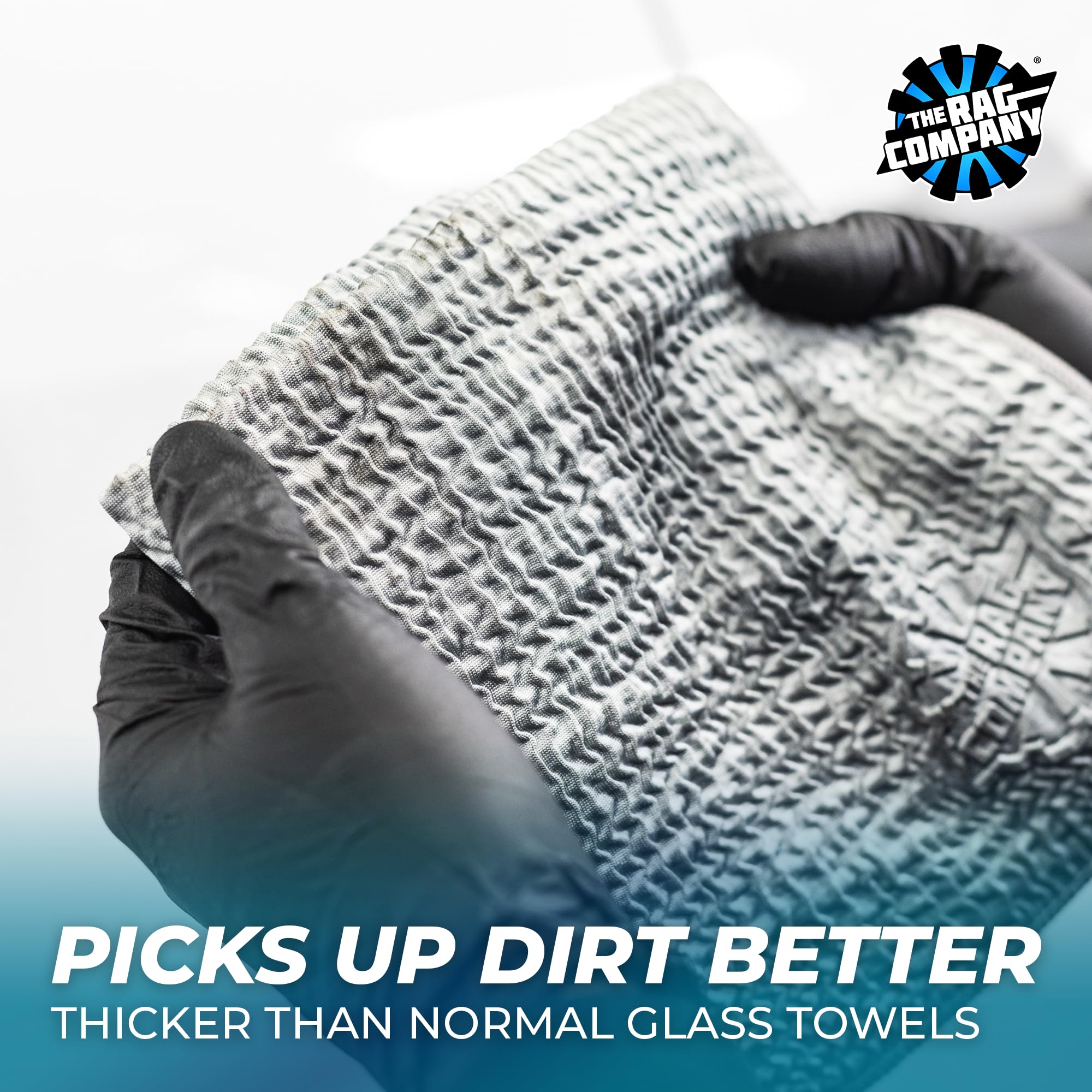 The Rag Company - Wrinkle Glass Towel - Professional 500 GSM Microfiber Window Cleaning Wipes, Streak-Free Double Sided Design, 16" x 16", 3-Pack (South Korea) - 4