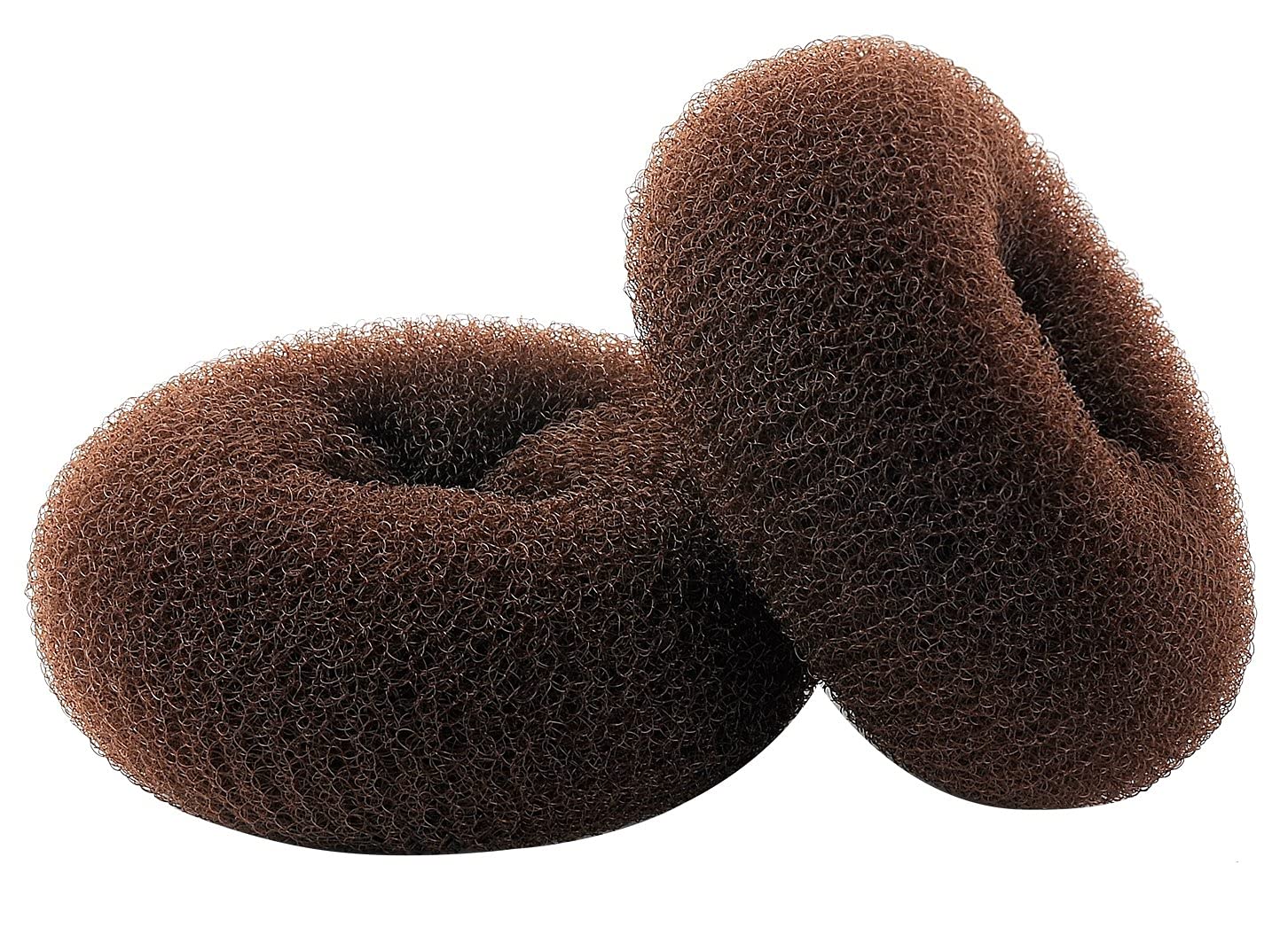 Set di 2 ciambelle per chignon, extra large, 11 cm, per capelli folti e lunghi, colore: Marrone