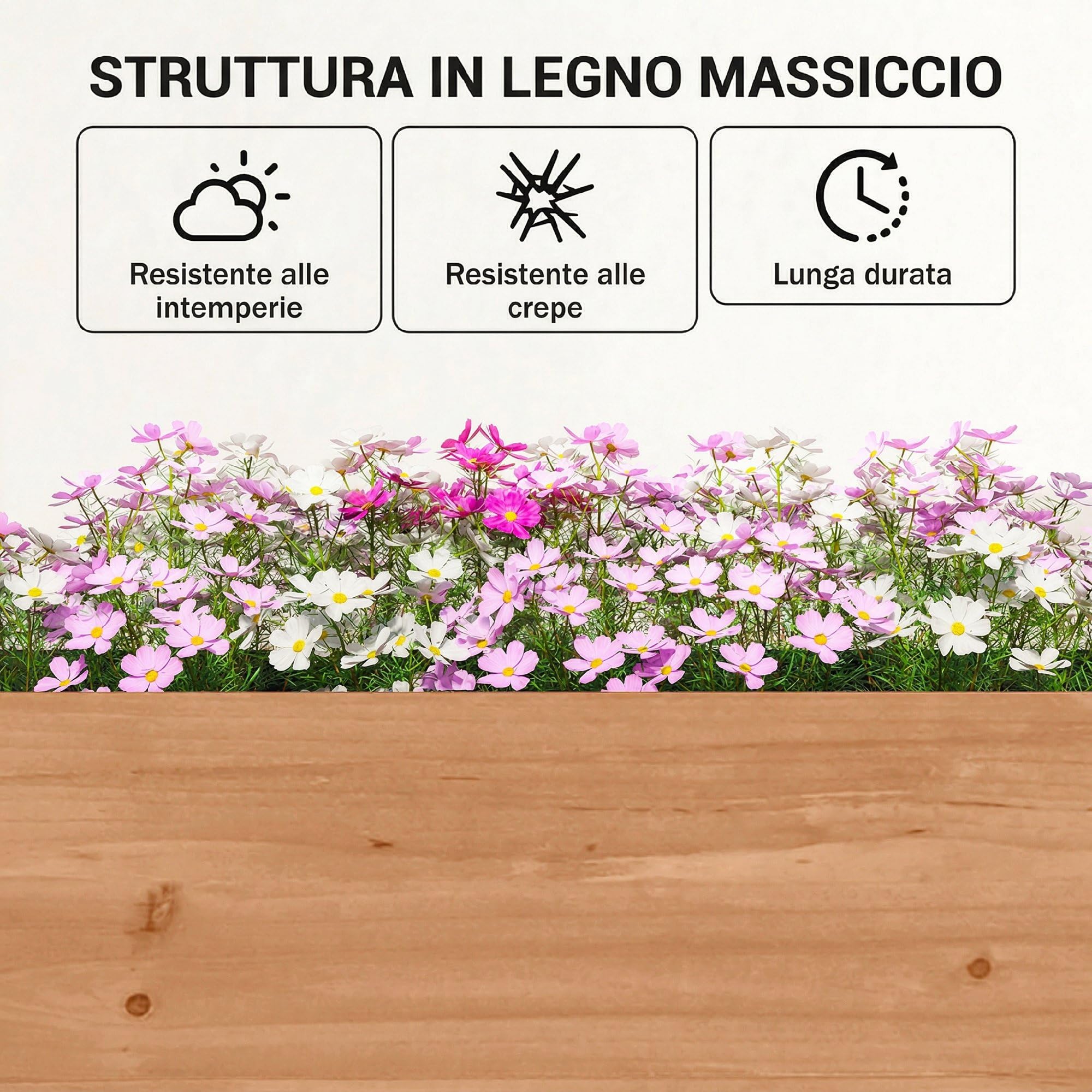 Outsunny Letto da Giardino Rialzato a 4 Livelli Fioriera Verticale in Legno per Esterni con Rivestimento in Tessuto Non Tessuto e Fori di Drenaggio per Verdure, Erbe e Fiori 85x45x140 cm Marrone