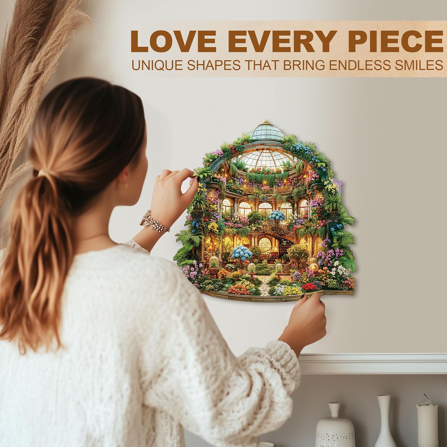 Wooden Puzzle for Adults-Mystic Garden Hall Wooden Puzzle Unique Shape Advanced Animal Jigsaw Puzzle for Adults and Kids, Best Gift, Wood Puzzles, Challenge Wooden Jigsaw Puzzle (M-11.4*11.4in-185pcs)