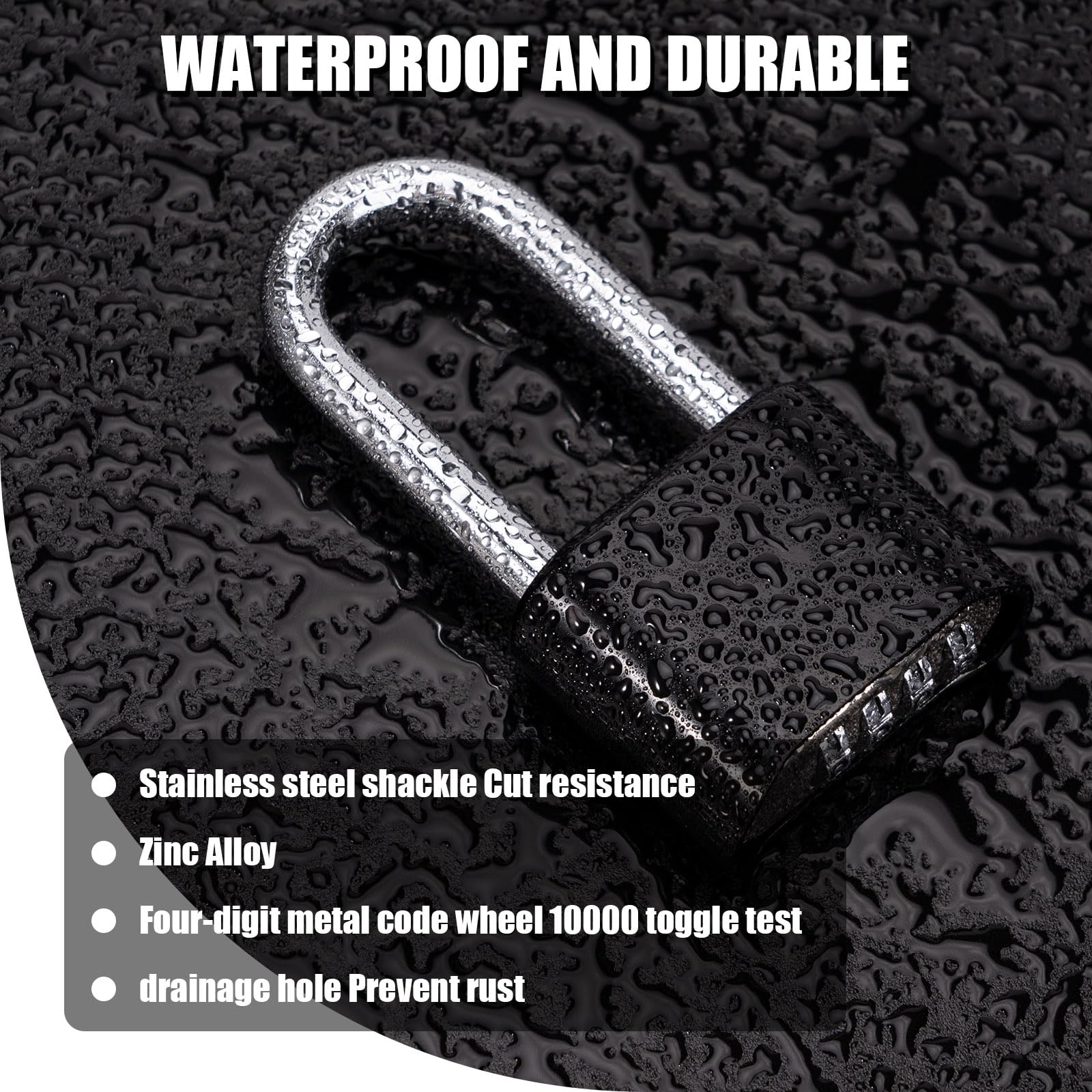 Heavy Duty Combination Padlock Weatherproof Outdoor Padlocks Long Shackle Code Padlock Combination Lock with 4 Digit Code for Fence School Garage Gate Gym - Image 3