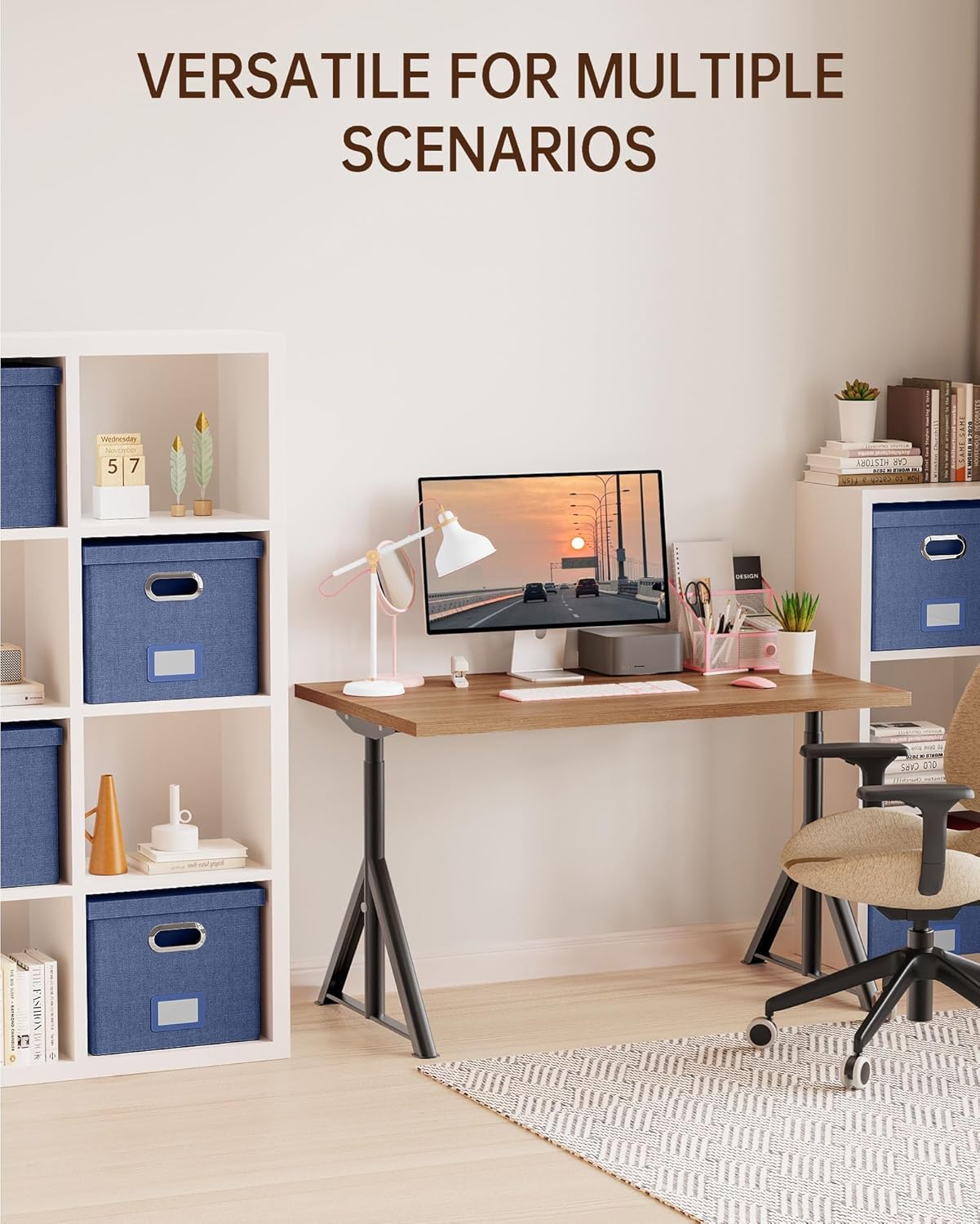 2 Pack File Storage Organizer, Document Organizer, Portable File Box with Lid, Fit for Letter/Legal File Folder Storage,Blue-Box only