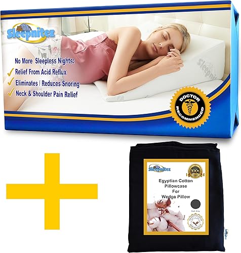 Miniatura 1 de Sleepnitez Almohada de cuña de 8 pulgadas para reflujo ácido con funda Tencel y funda de almohada de algodón egipcio gris oscuro