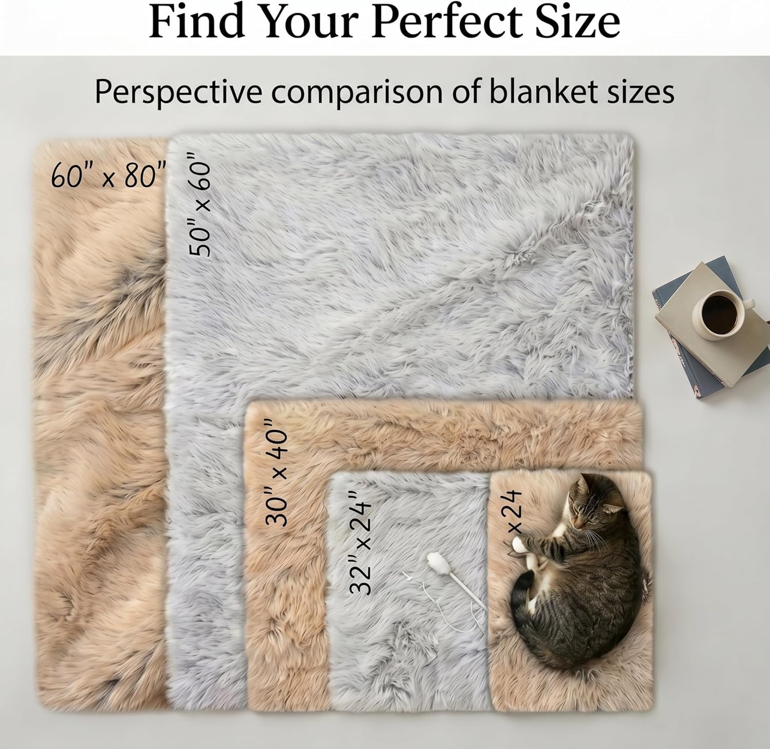 PJYuCien Dog Blanket for Dogs, Puppies and Pets, Lightweight & Portable Fluffy Fleece Throw, Super Soft Plush Cat Blanket for Couch/Car Seat/Furniture, Machine Washable, 50"x60", Grey