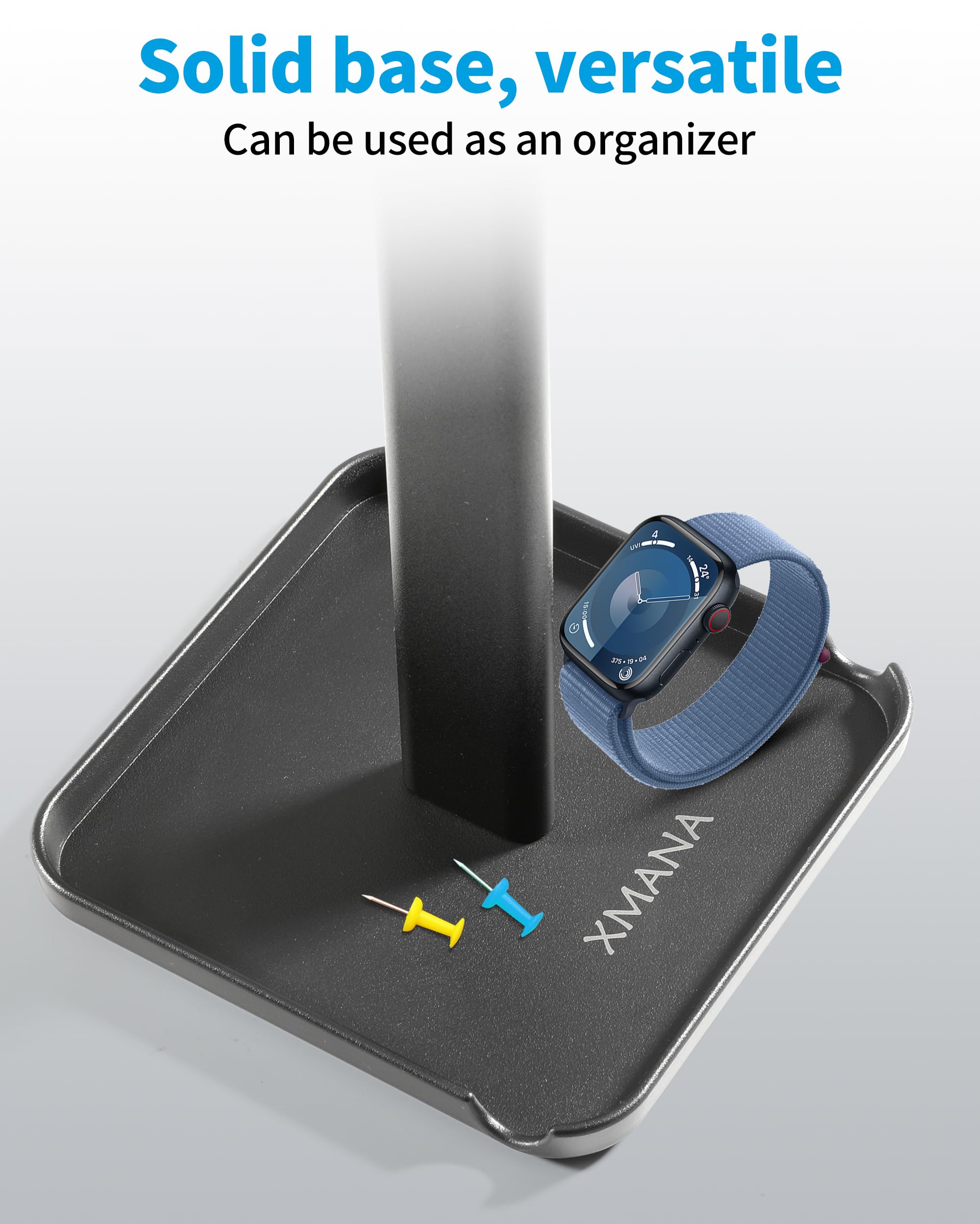 2-in-1 Aluminum Headphone Stand & Phone Holder Rack - Sleek, Sturdy & Ergonomic Design Gaming Headset Stand for Desk Organization - Gamer Gifts (Black)