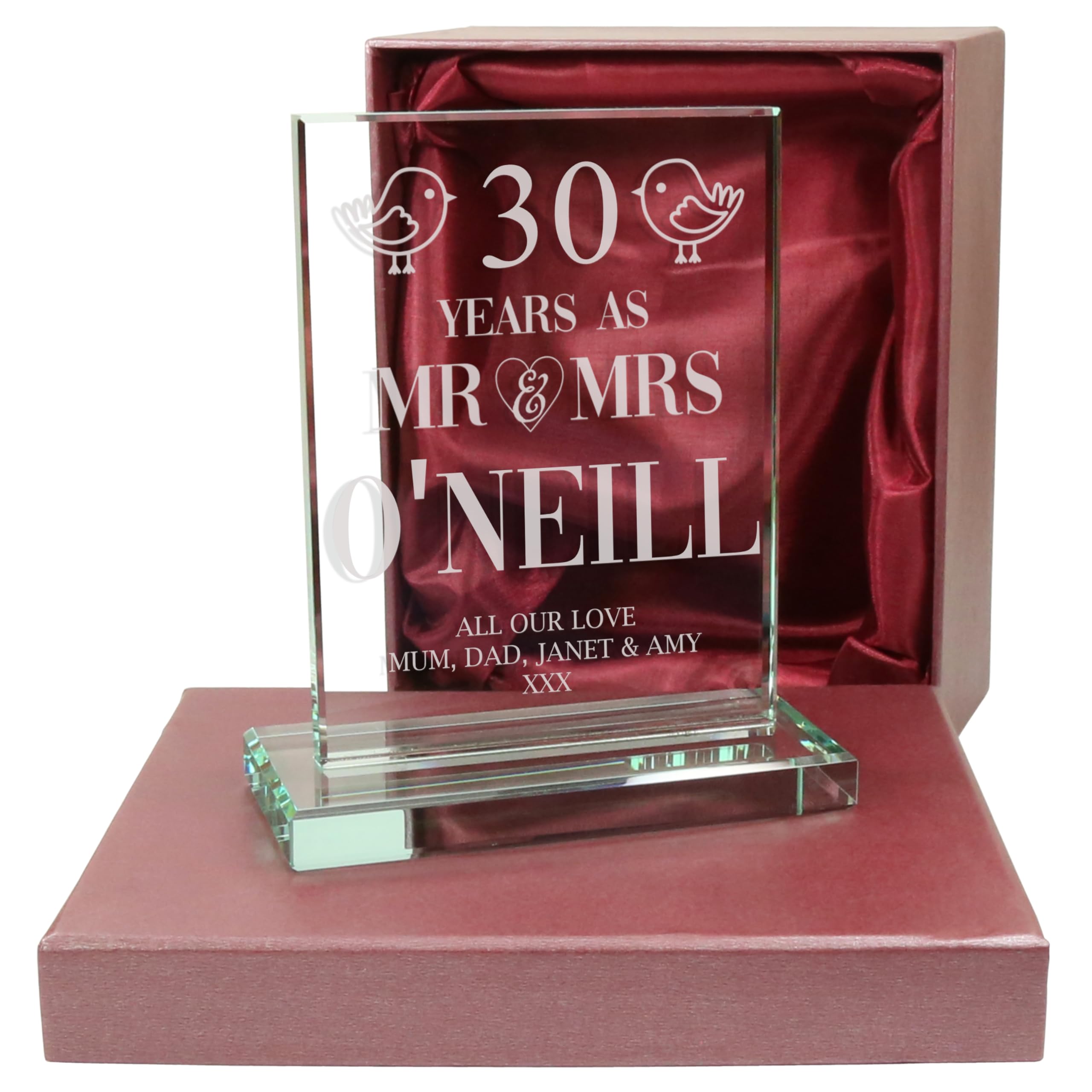De Walden 30th Pearl Wedding Anniversary Couple Glass Celebration Gift 30 Years Married Gifts