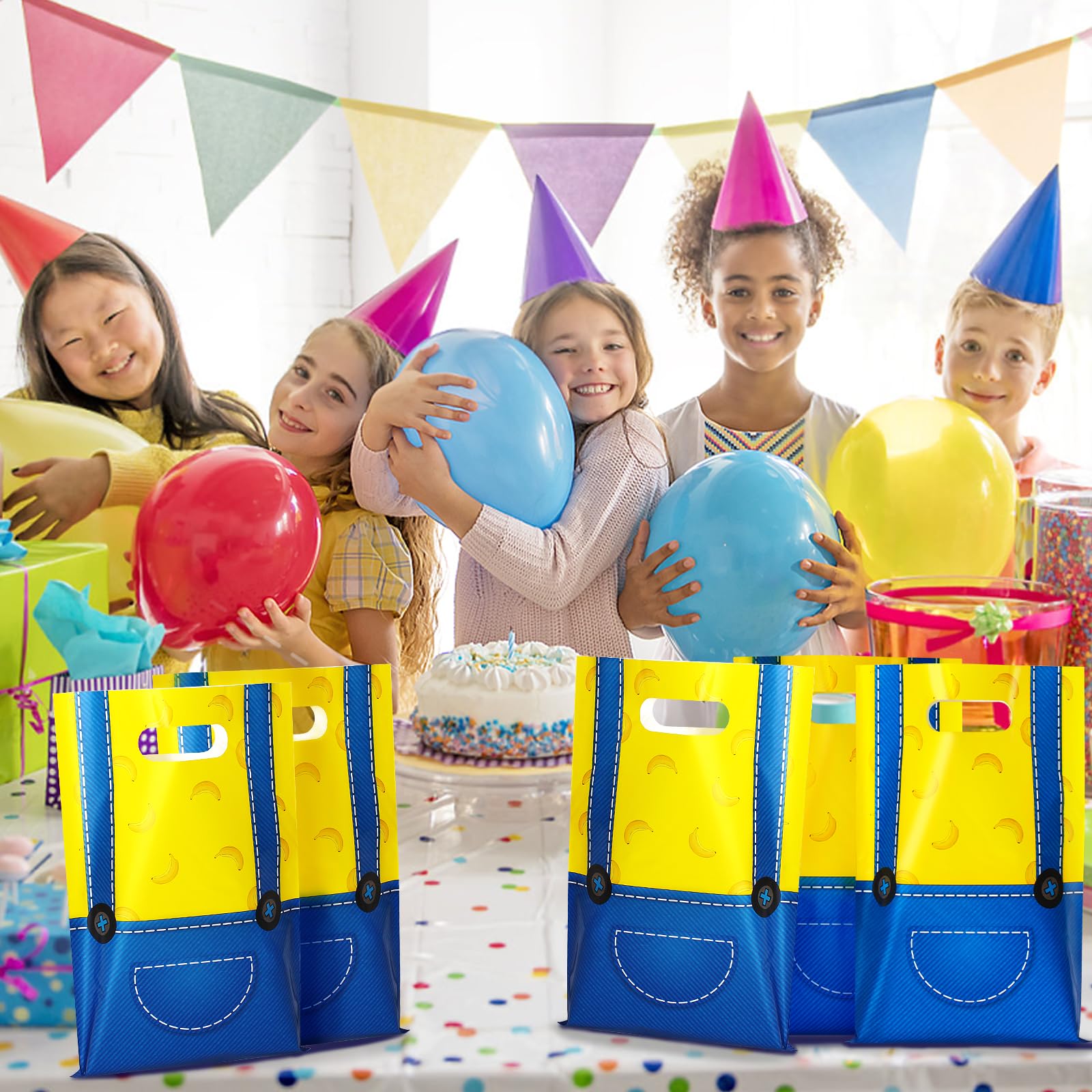 SALACOOL 30 juegos de bolsas de regalo amarillas, bolsas de regalo para regalos de fiesta de cumpleaños, bolsa de Halloween para decoraciones de fiesta de cumpleaños