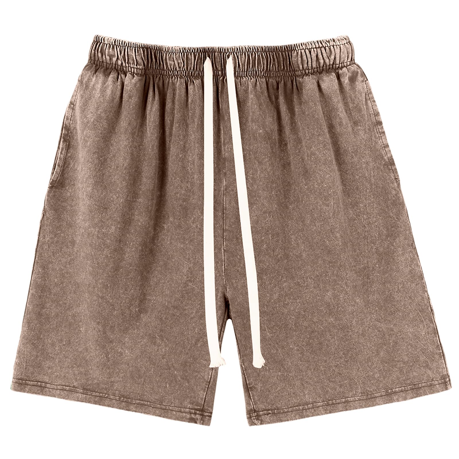 Gihuo Mens Sweat Shorts Cotton Athletic Shorts Vintage Acid Wash Drawstring Workout Shorts