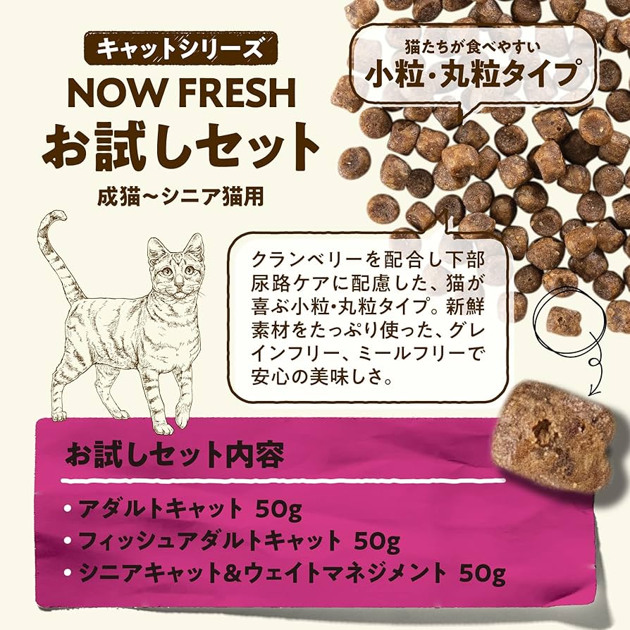 Now ナウフレッシュ　キャットフード　ご飯　フィッシュ　猫 Amazon | 【新鮮という品質をお届け】 ナウフレッシュ 丸粒 成猫