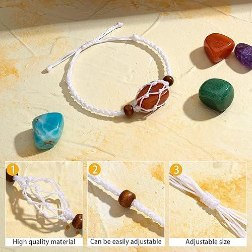 Miniatura 2 de 4 pulseras de cristal vacías ajustables con jaula de piedra de nailon trenzado de cristal con red de soporte para pulseras de bricolaje con colgante