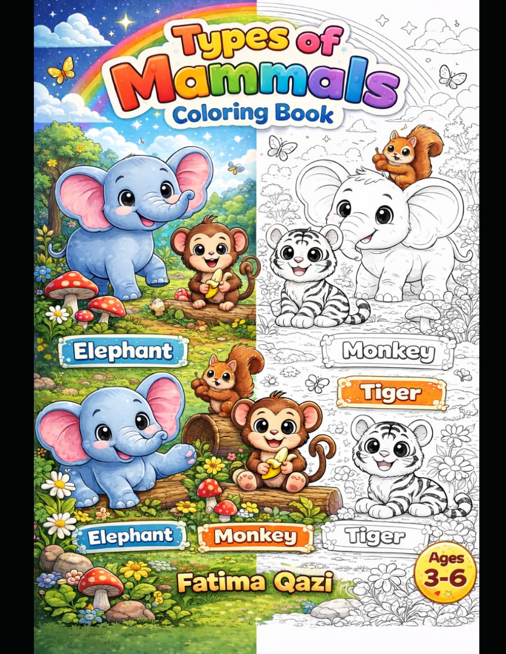 Types of Mammals Coloring Book for Kids Ages 4–9: Fun and Educational Animal Coloring Pages to Learn, Recognize, and Remember Mammal Names Easily | Simple Designs for Boys and Girls