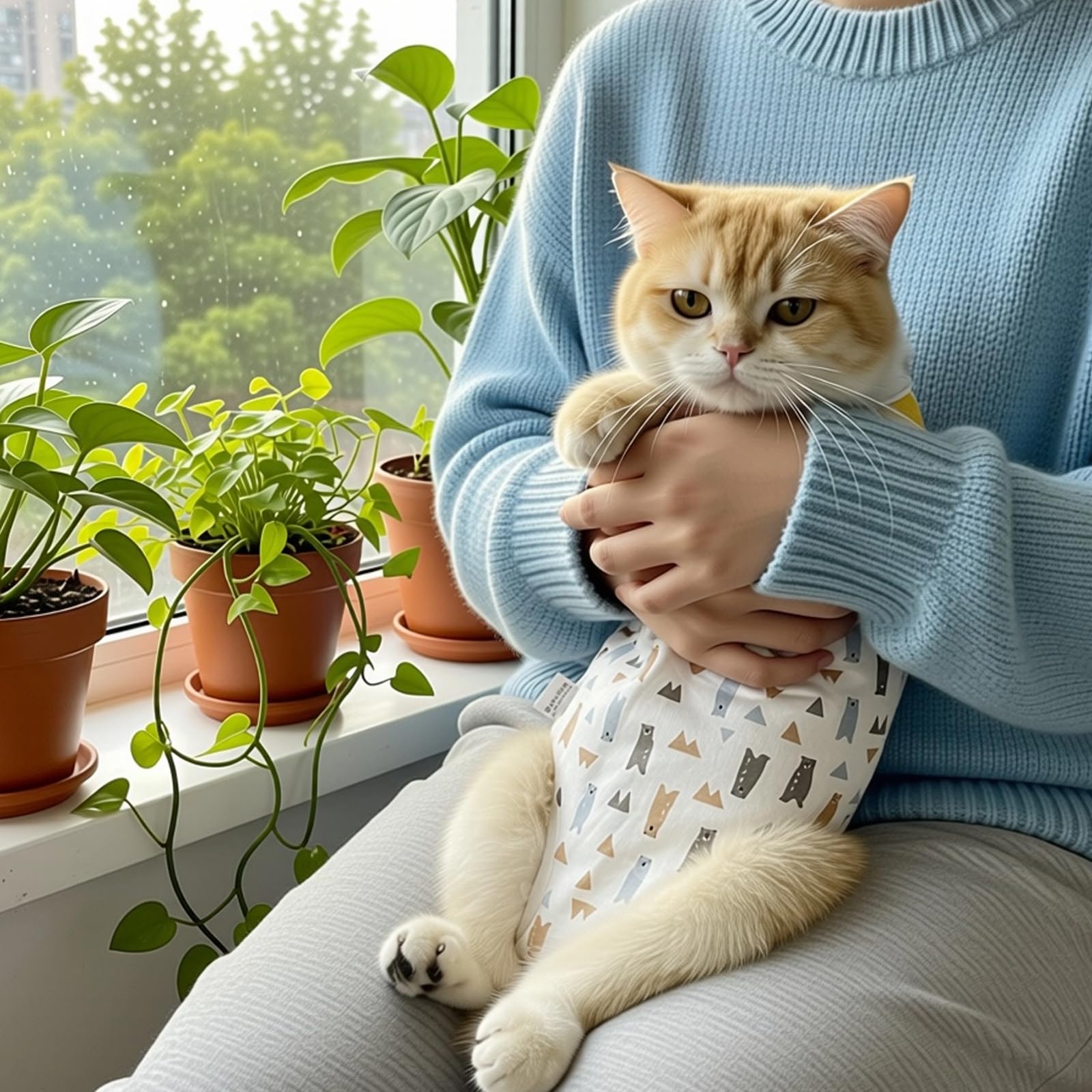 Cat Professional Recovery Suit，Body Suits for Abdominal Wounds or Skin Diseases，E-Collar Alternative for Cats, Onesie Cat Clothes After Surgery Collar & Cone Alternative — view 6