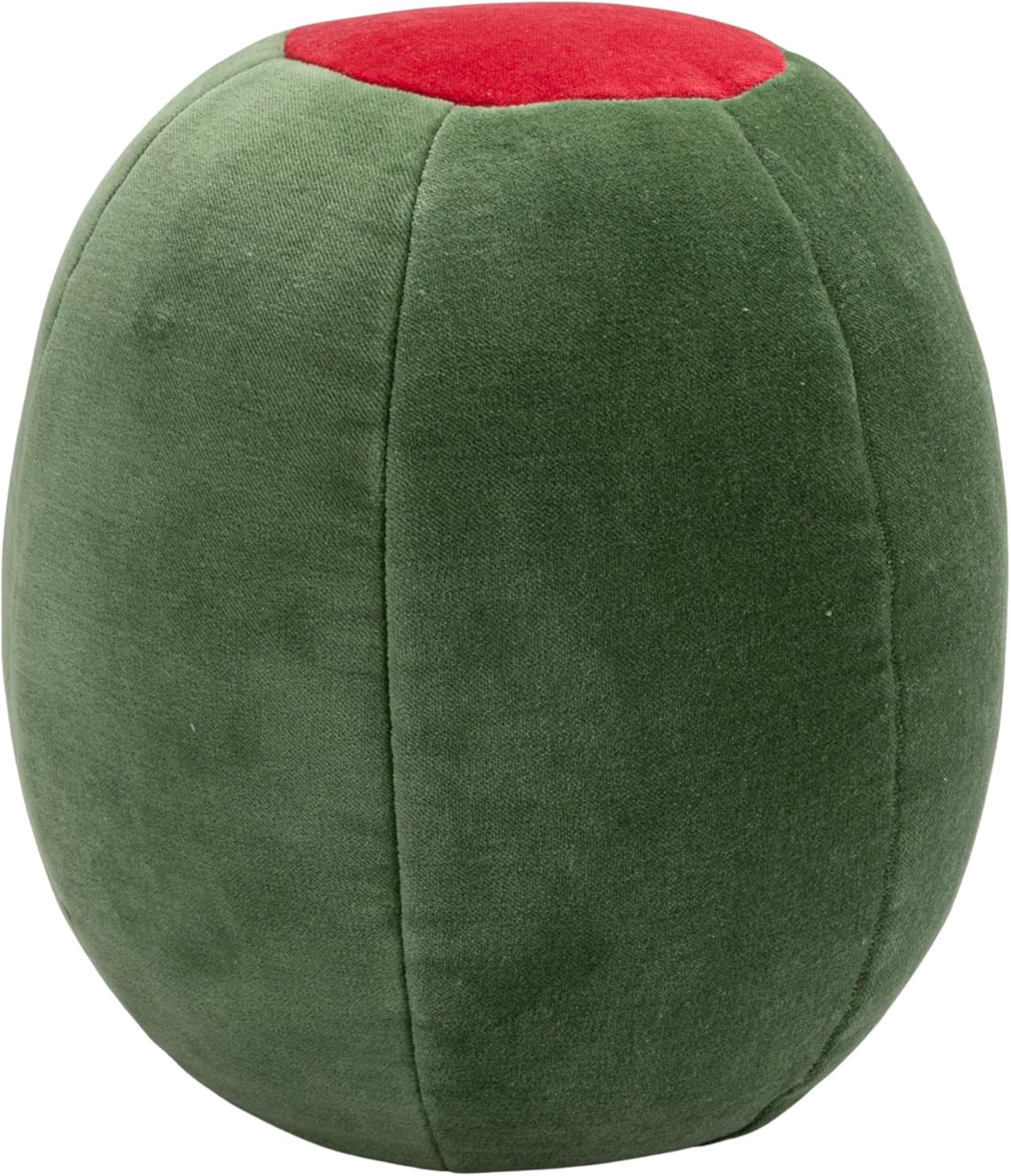 Creative Co-Op Cotton Velvet Olive Shaped Pillow, Green and Red