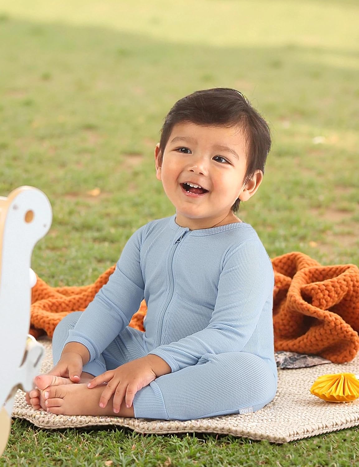 Jimonda Ribbed Rayon From Bamboo Baby Boys/Girls Sleepers, 2-Way Zipper Long Sleeve Footless Pajamas With Mittens Soft Pjs - Image 3