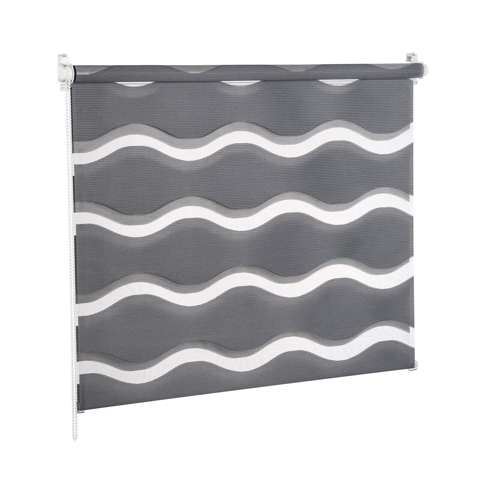KSHANDEL24 DOPPELROLLO DUOROLLO Welle MIT 3D Effekt Weiss SCHWARZ GRAU Grafit FENSTERROLLO (Weiss, 95x150 cm)