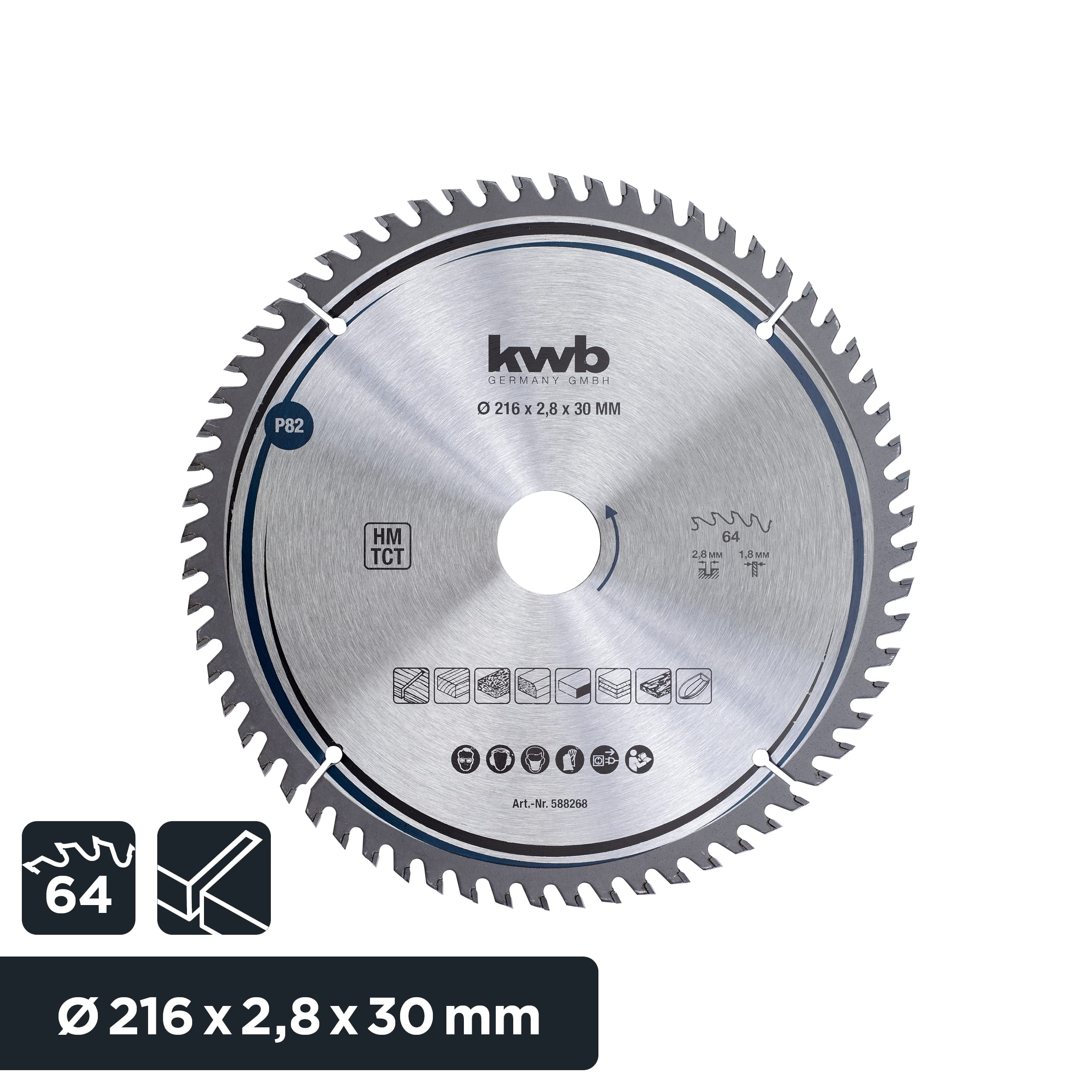 kwb Brzeszczot do piły tarczowej 216 x 30 mm, bardzo precyzyjne cięcie, brzeszczot nadaje się do blatów roboczych, drewna i płyt powlekanych