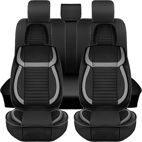 Miniatura 54 de LINGVIDO - Fundas de piel sintética con respaldo para asiento de automóvil, transpirables, impermeables, universal y antideslizante, para SUV, Beige
