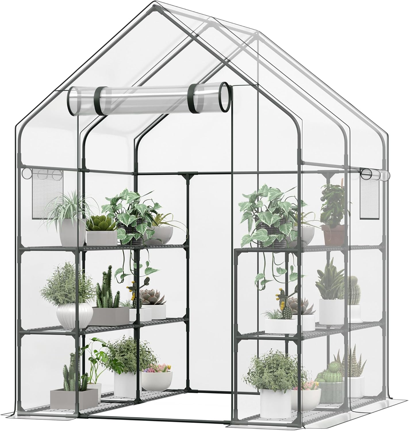 CEBOLAN Green House, Waterproof Green Houses for Outside, Portable Greenhouses for Outdoors with Roll-Up Zipper, Greenhouse for Indoors - 12 Shelves Walk-in(6.4x4.7x4.7FT)