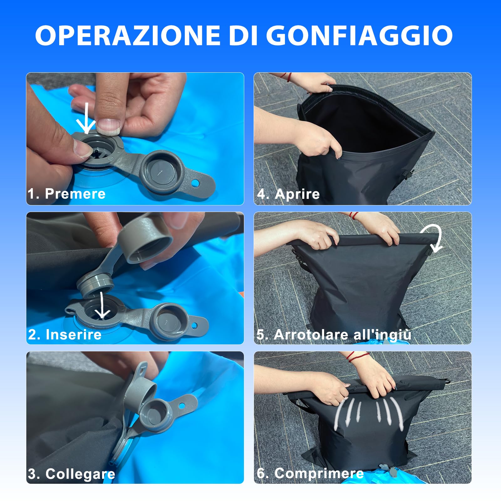 Stuoia Spiaggia, 200 X 210 cm con Telo Spiaggia Antisabbia, Impermeabile Telo Mare Grande con Cuscini Gonfiabili 15 cm, Stuoia Mare si Trasforma in Tendina, Stuoia Campeggio, Coperta Picnic