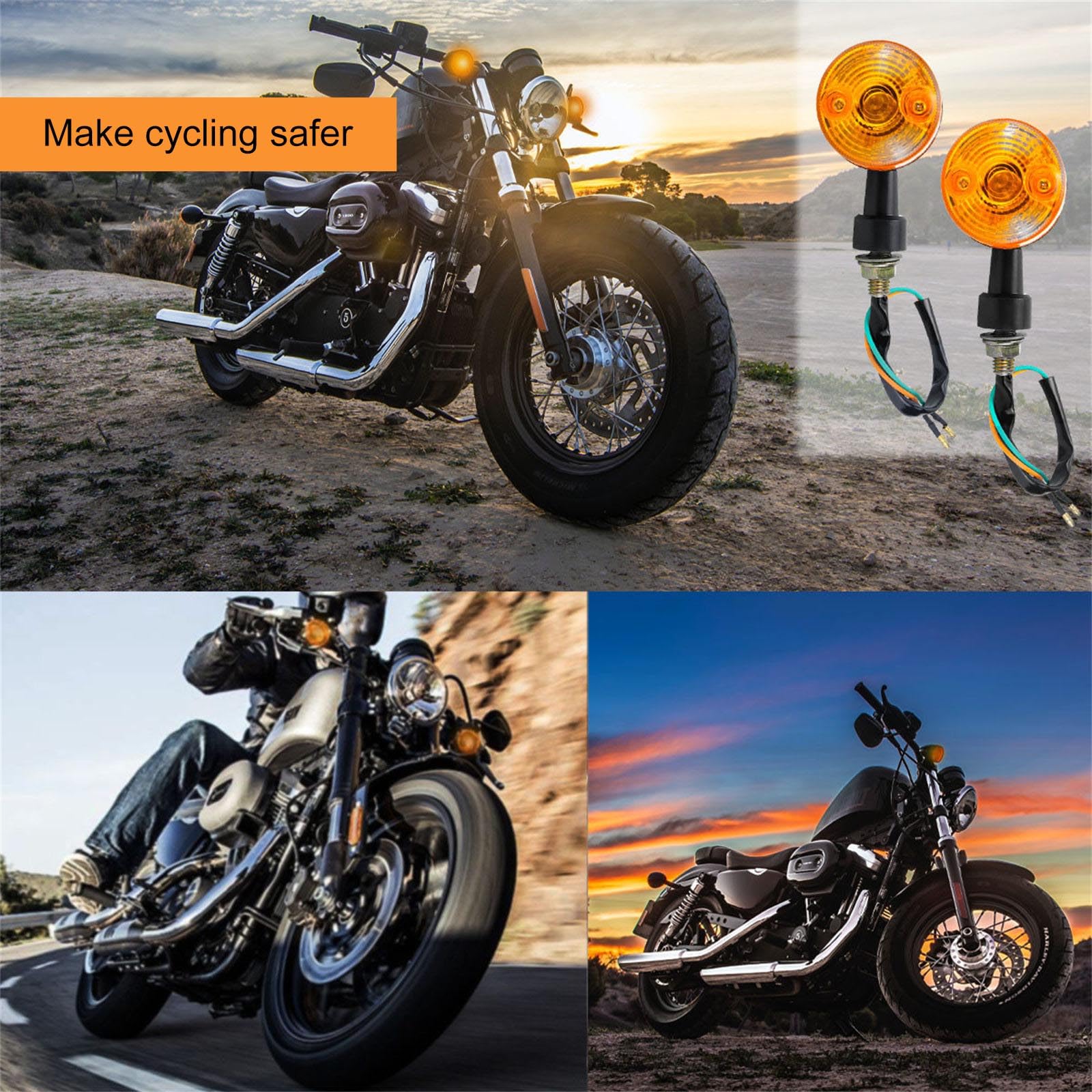 Kit de feux de clignotant pour moto avec faisceau de câblage fini et clignotant, installation facile et utilisation à long terme