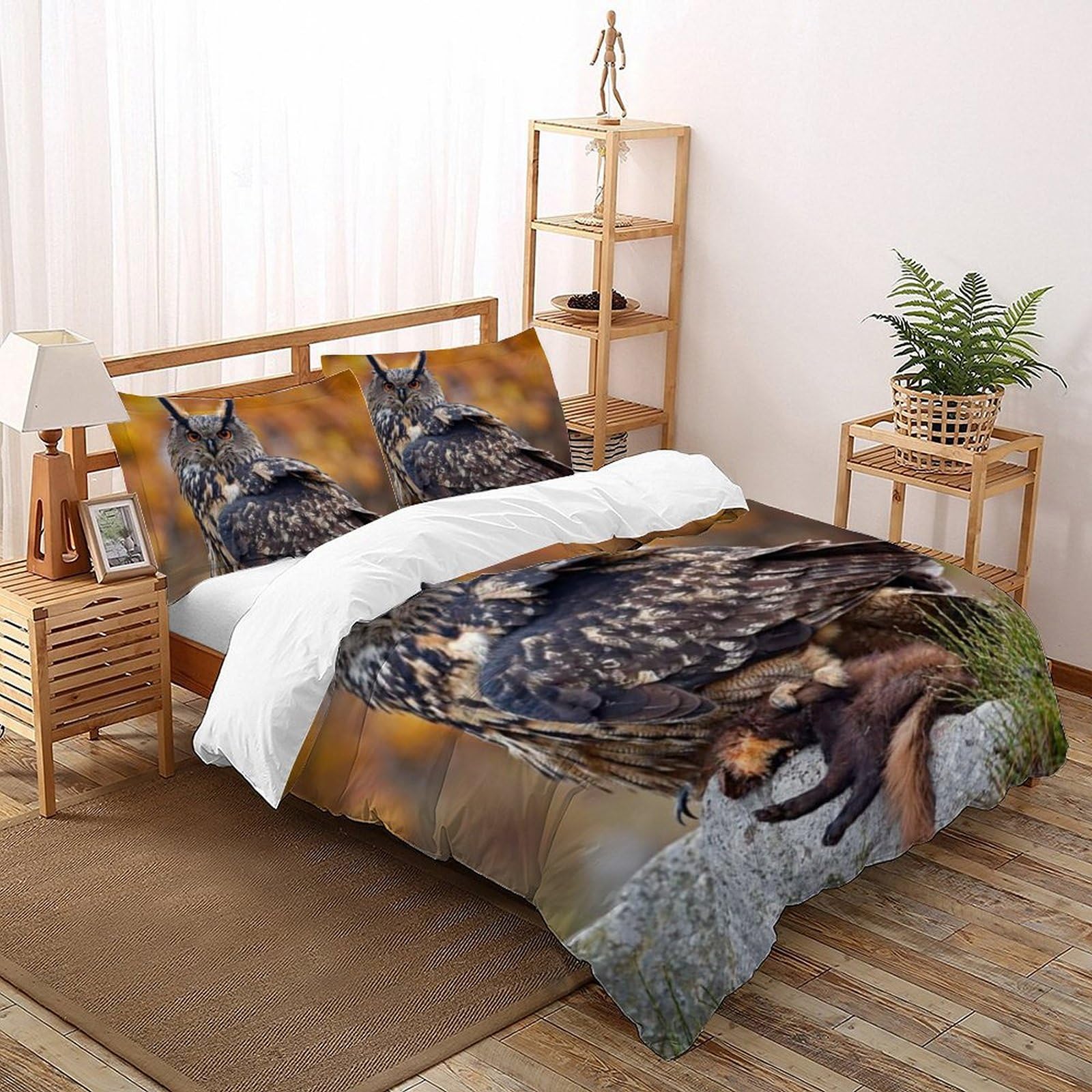 Housse de couette fermeture éclair animaux 3D en microfibre 200x200cm pour lit double enfant
