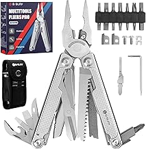 BIBURY Multitools, Upgraded Multi Tool Foldable Pliers with T-Shank Tool, Saw, Screwdriver Set, Stainless Steel Multitools Ideal for Camping, Repairing, Gift for Dad Men Christmas -Pro BI2049N