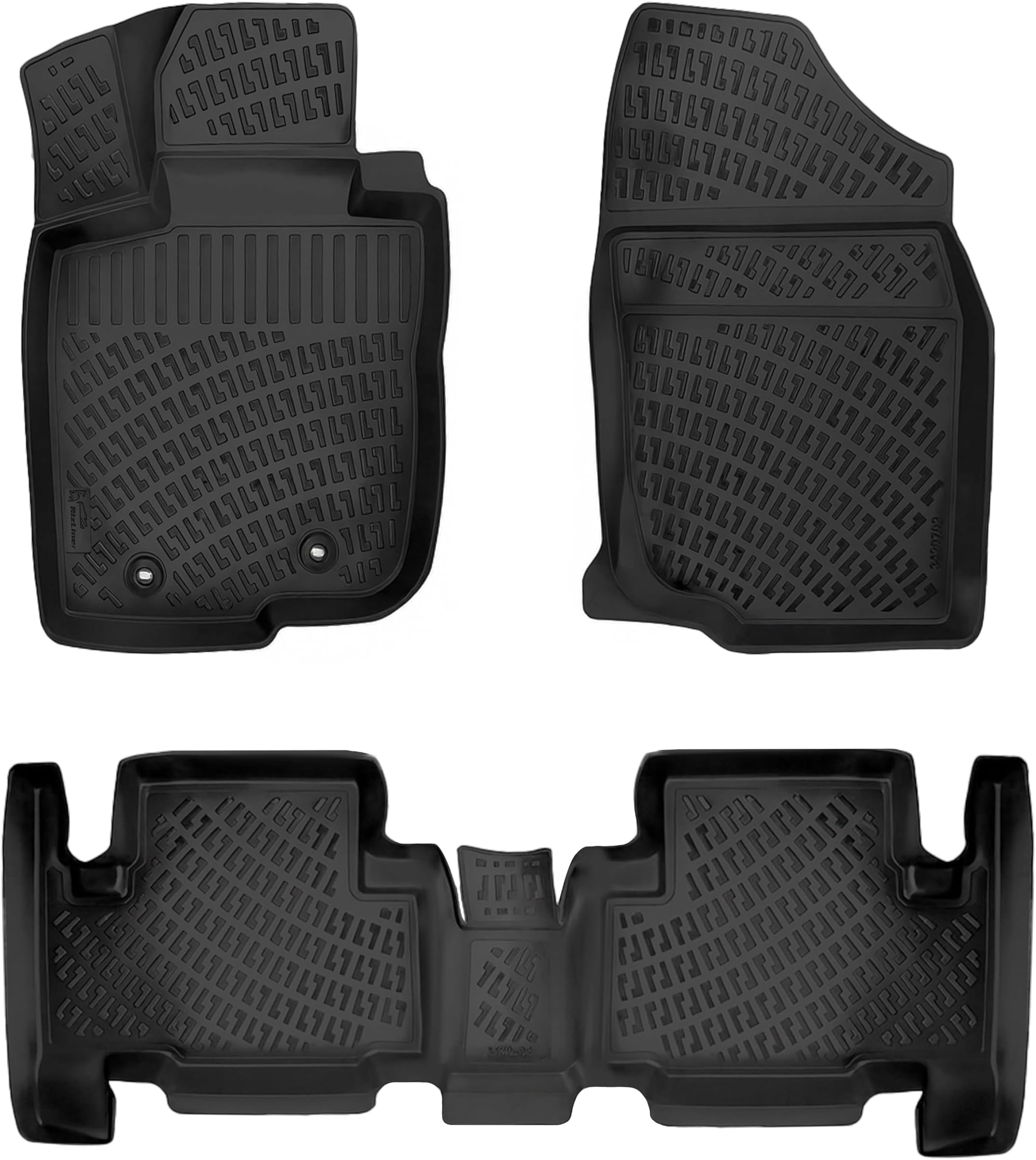 RizLiner Toyota Rav4 2006-2012 Floor Mats 3D Custom Fit Rubber Car Mats Laser Measured Floor Liners All Weather Heavy Duty Waterproof Odorless Non-Slip TPE (Front & Rear, Black)